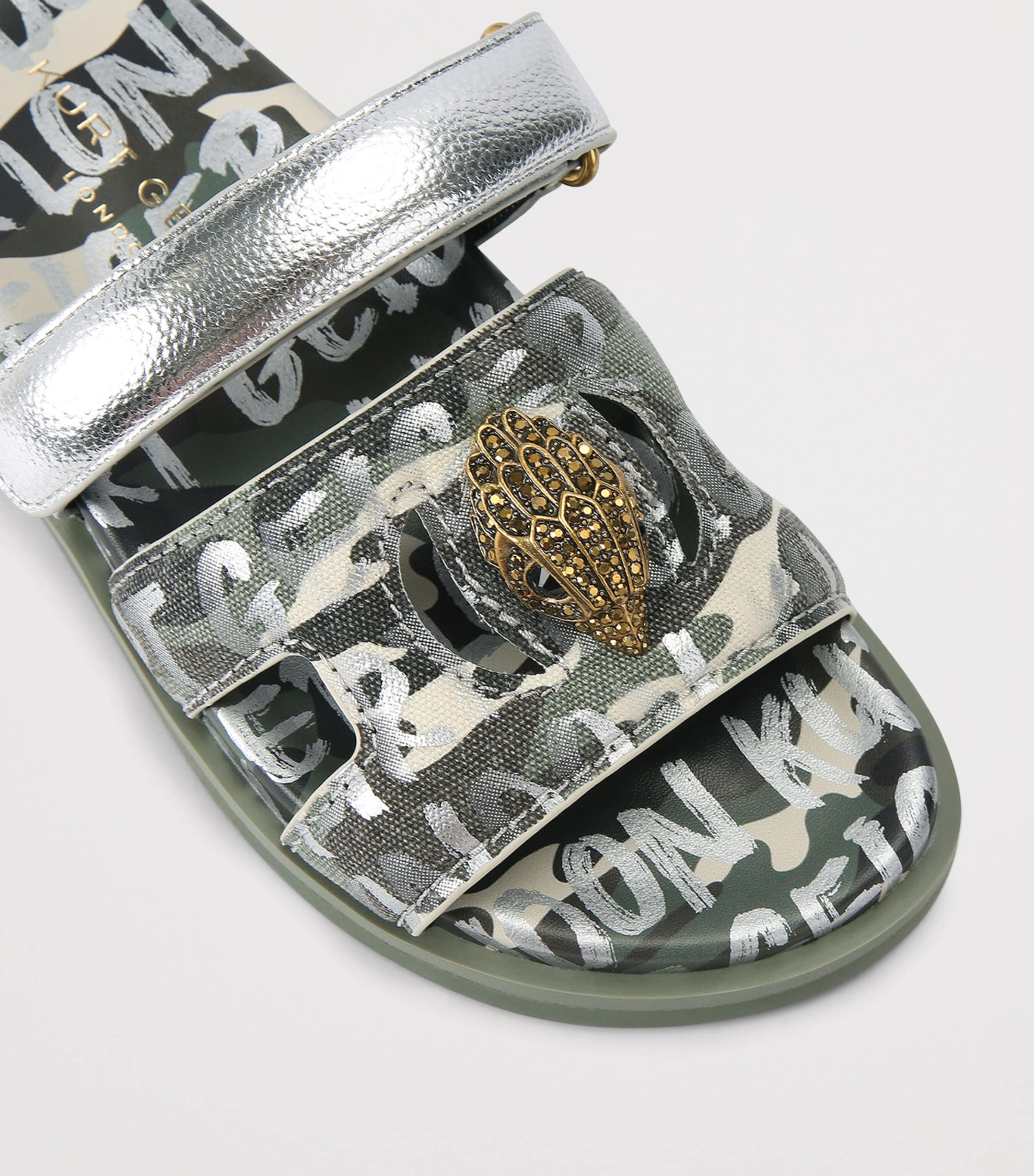 Kurt Geiger London Leather Cut-Out Eagle Sandals Green Oth Image 2