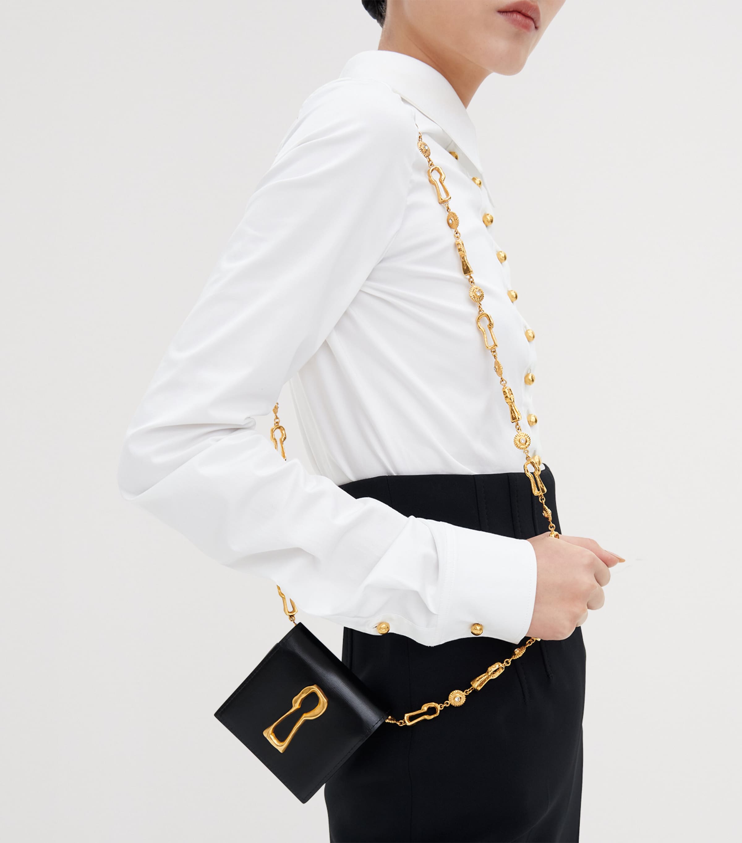 Schiaparelli Mini Leather Keyhole Clutch Bag Black Image 2