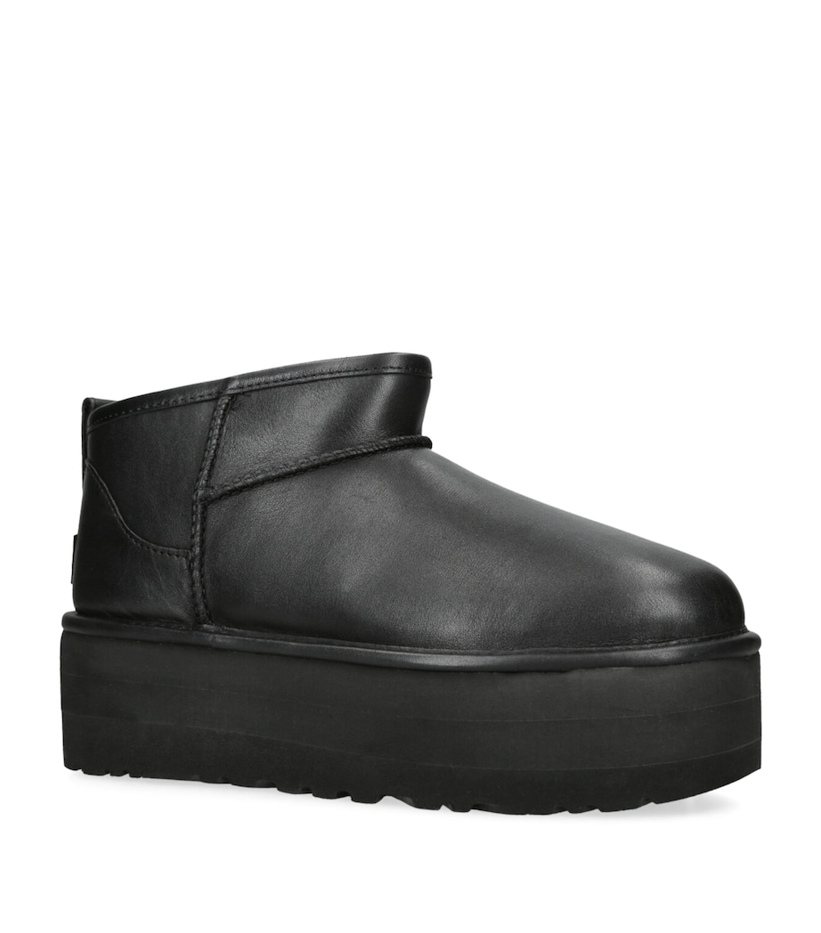 Leather Classic Mini Platform Boots BLACK Image 3