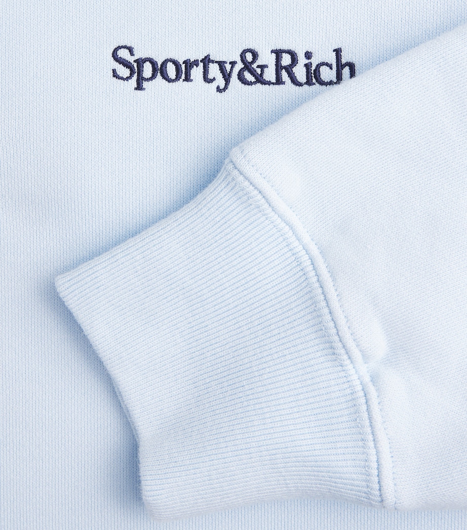 Sporty & Rich Womens Cotton Serif Polo Sweatshirt Ciel Navy Image 6