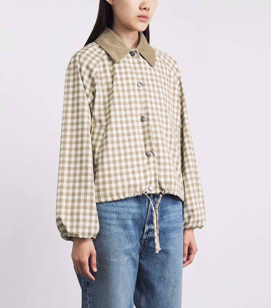 Barbour Womens Gingham Ovingham Jacket Sand Neutral Image 4