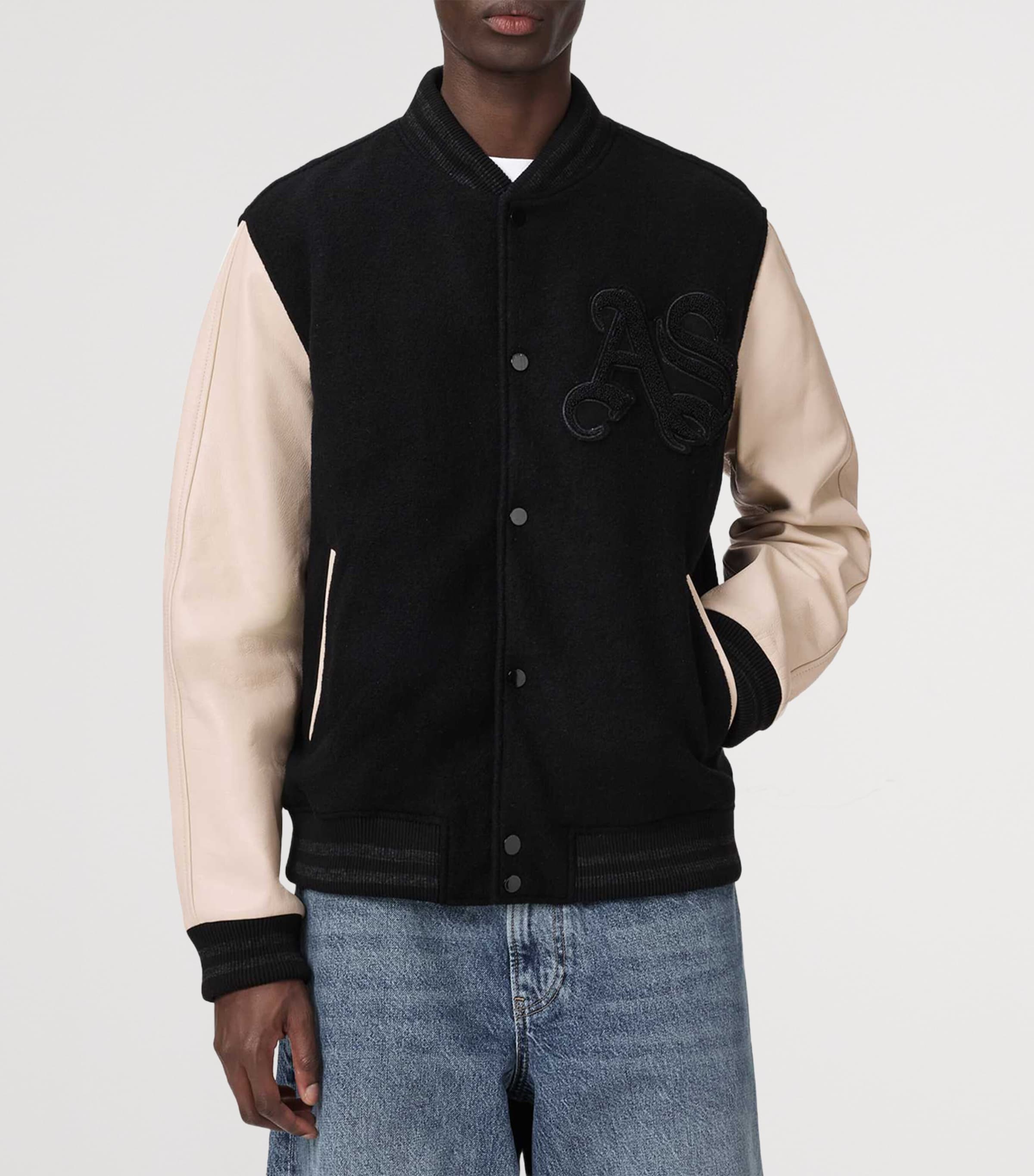 AllSaints Mens Holloway Bomber Jacket Black/white Image 3