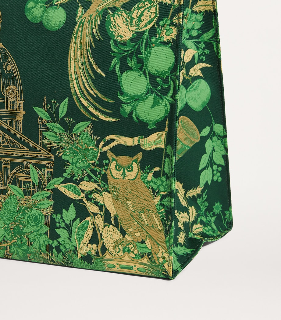 Cotton House of Harrods Jacquard Shopper Bag GREEN Image 4