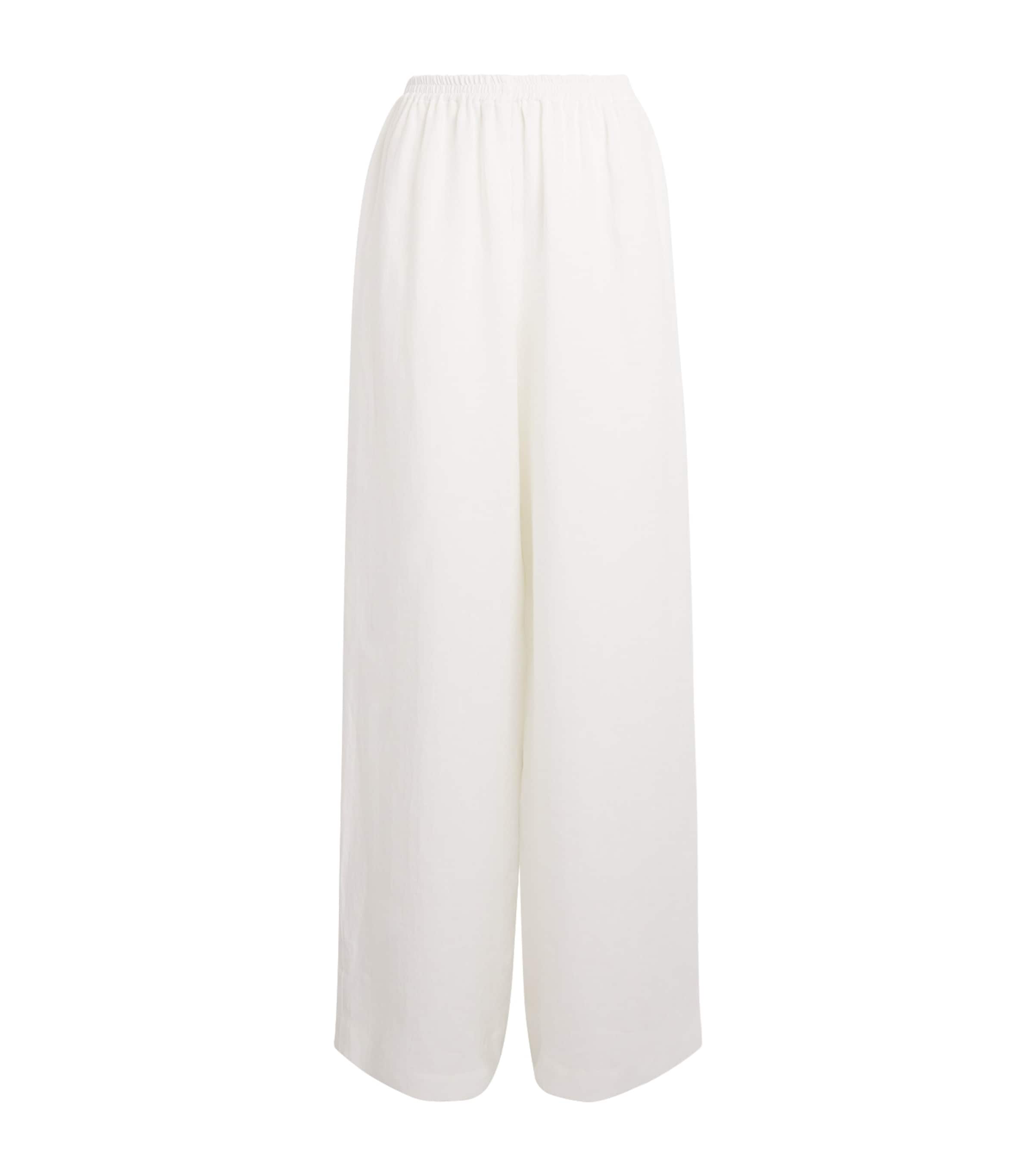 Shop Eskandar Linen Flared Trousers In White