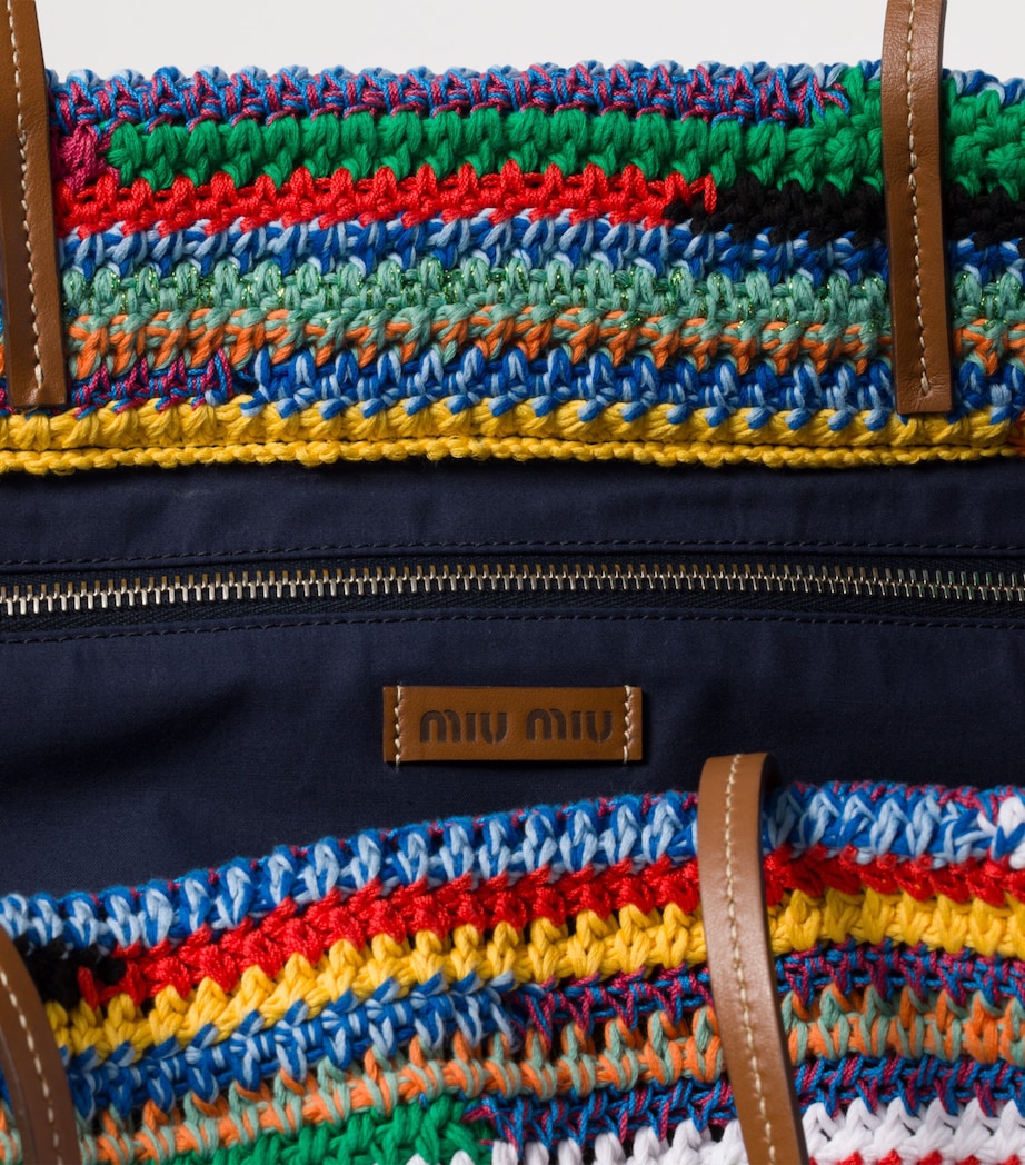 Miu Miu Crochet Logo Tote Bag Image 6