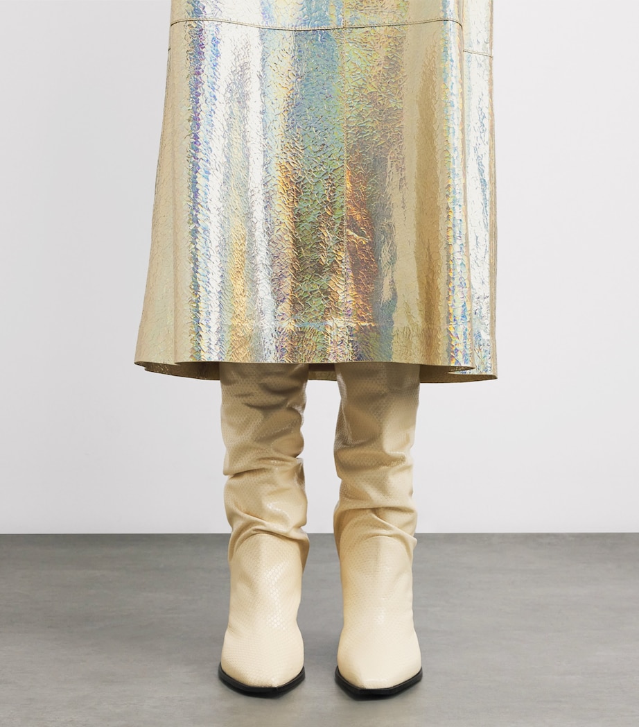 Suede Metallic Midi Skirt HALO YELLOW METALLIC Image 6