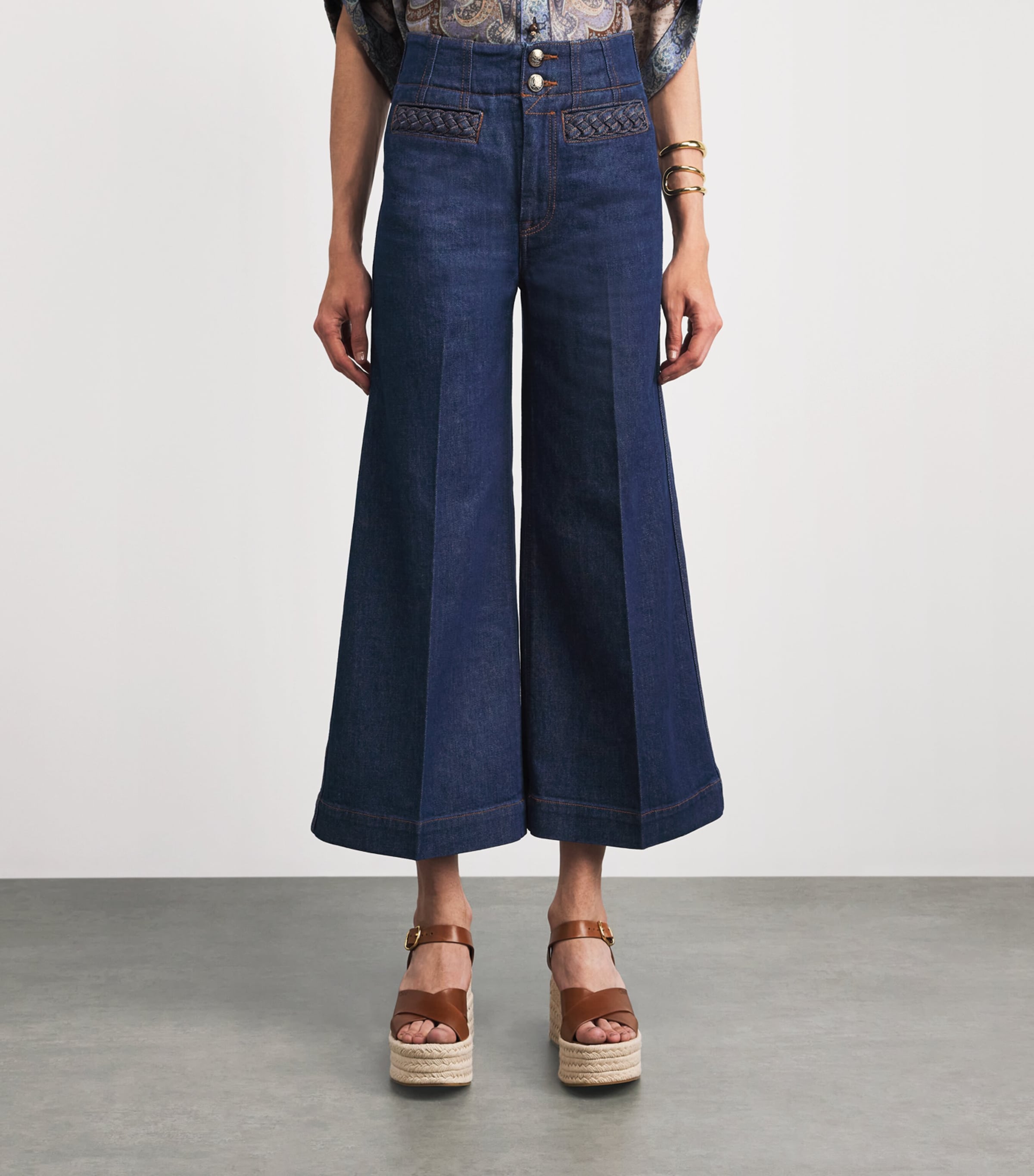 Zimmermann Womens Cropped Aster Flared Jeans Ink Ink Image 4