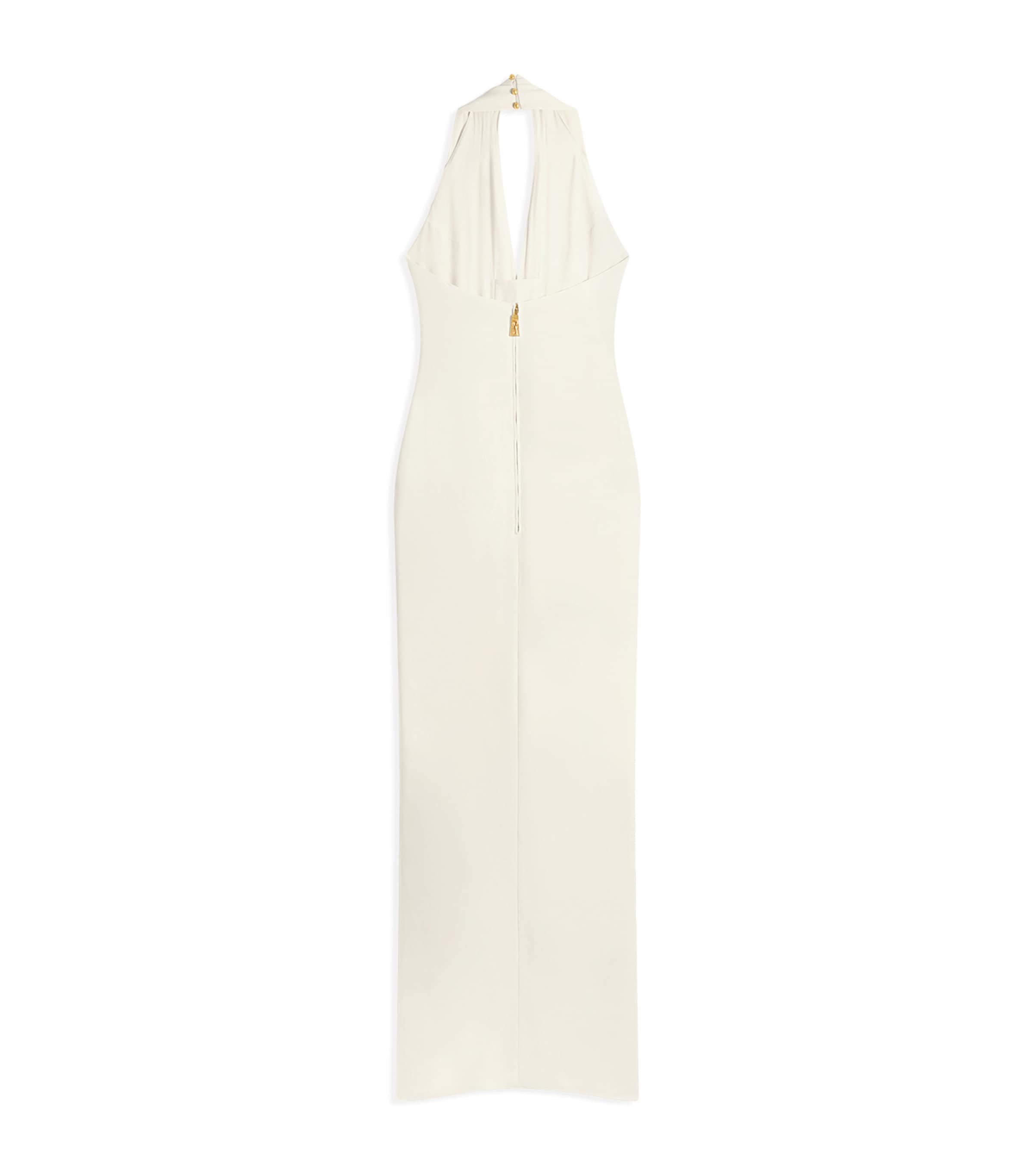 Schiaparelli Womens Laced Halterneck Maxi Gown Ecru Image 6