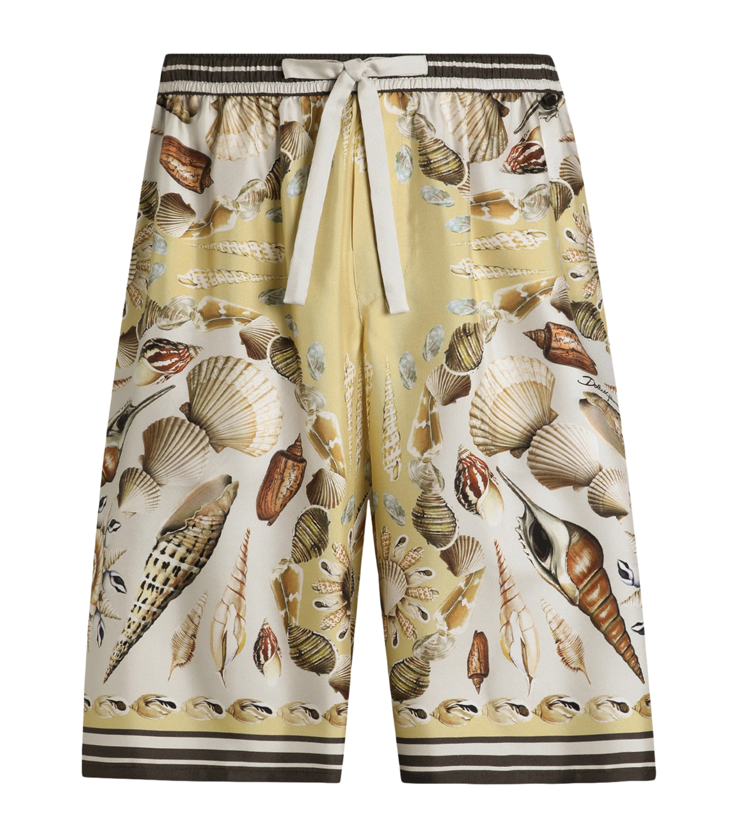 Dolce & Gabbana Silk Shell Print Shorts In Multi