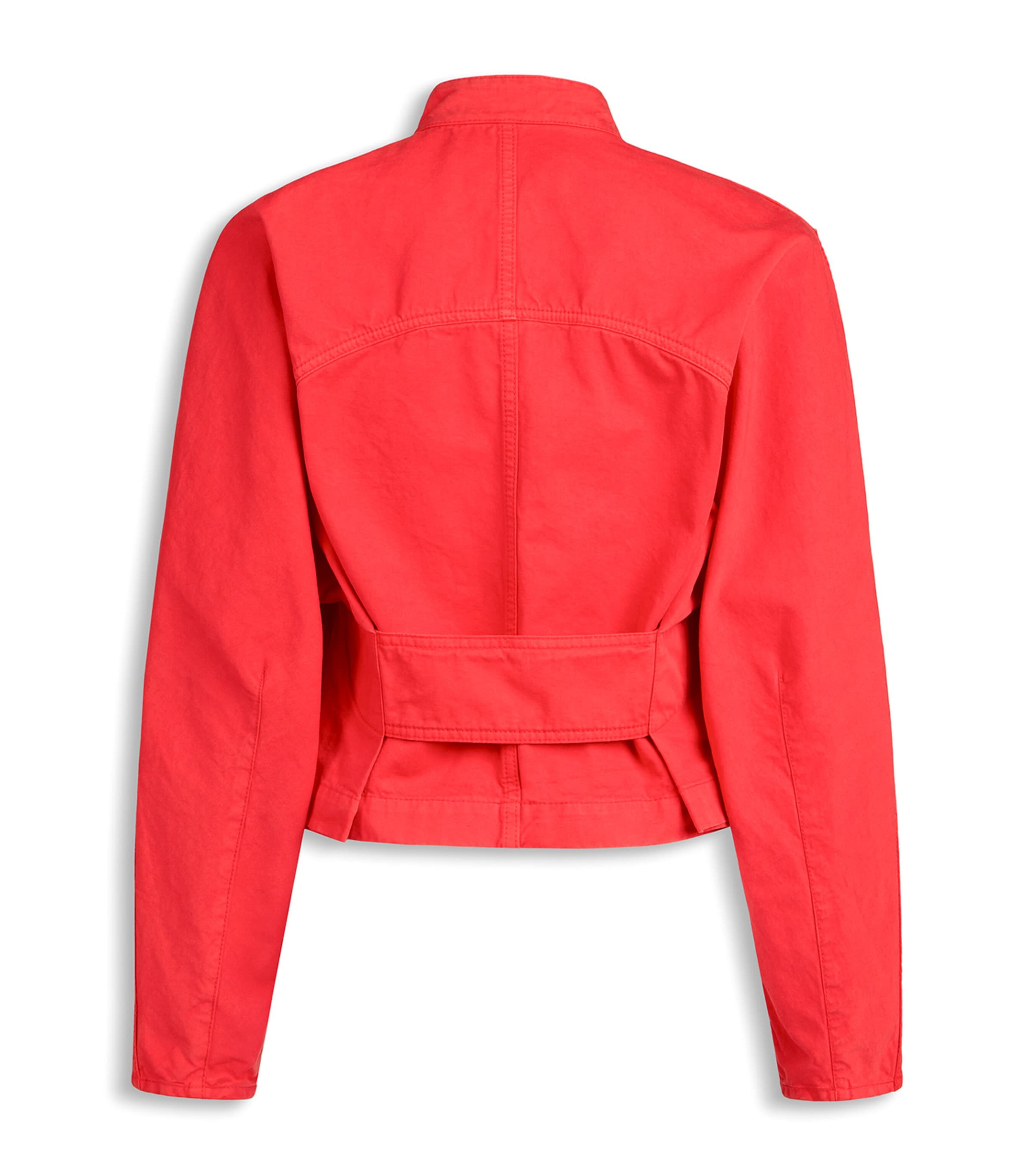 Alaïa Womens High-Neck Denim Jacket Vermilion Red Image 2
