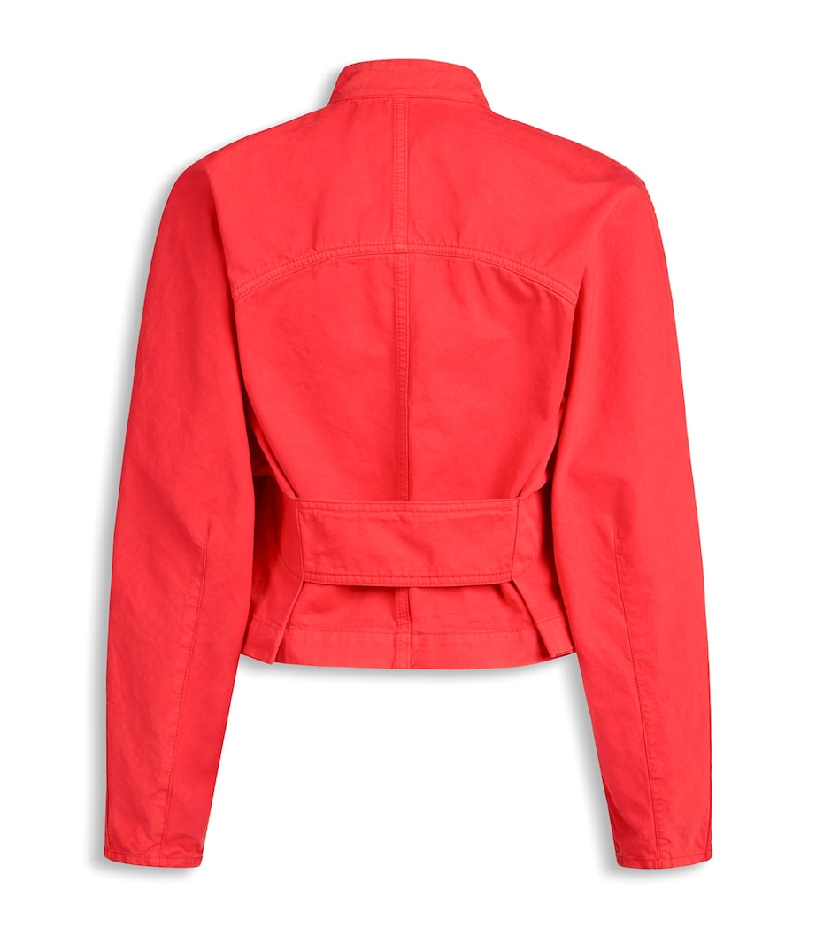 Alaïa Womens High-Neck Denim Jacket Vermilion Red Image 2