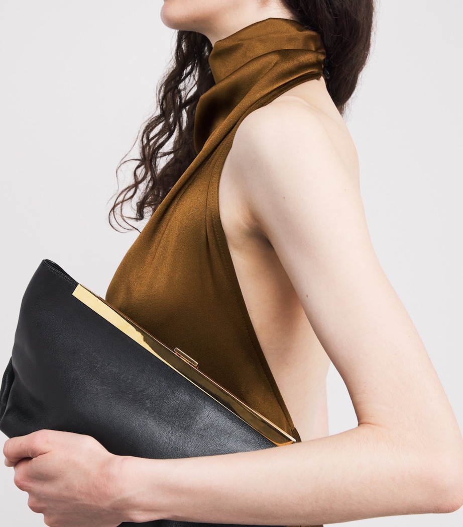 ESSE Studios Womens Satin Halterneck Cartia Top Olive Brass Image 6
