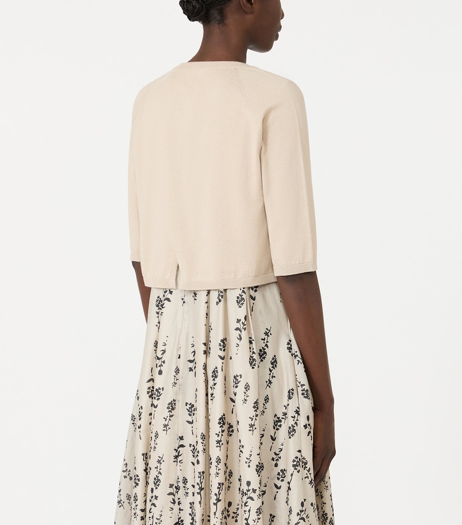 Max Mara Womens Cotton-Silk-Cashmere Cardigan Natural Image 4