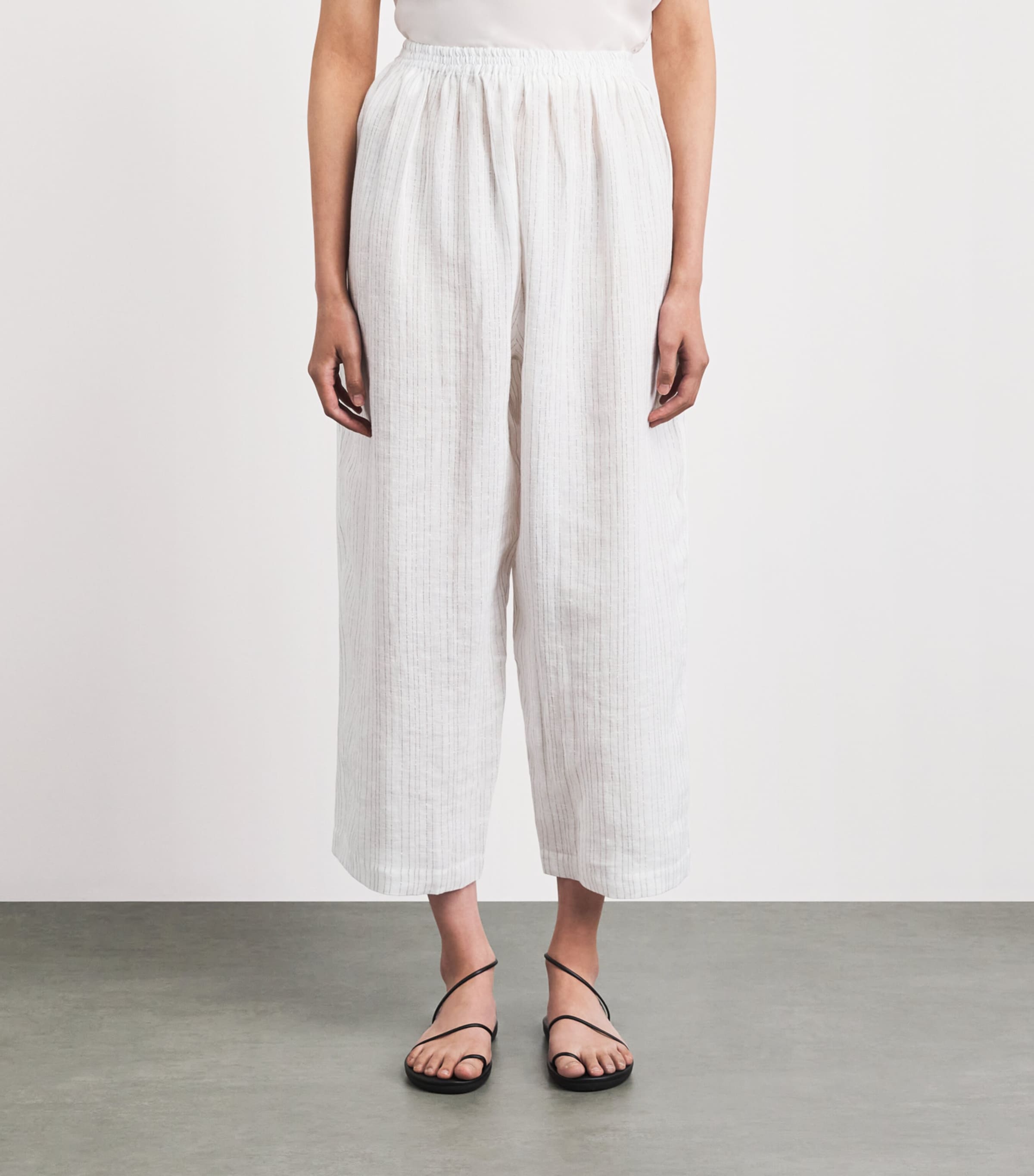 Eskandar Womens Linen-Blend Japanese Trousers White Image 4