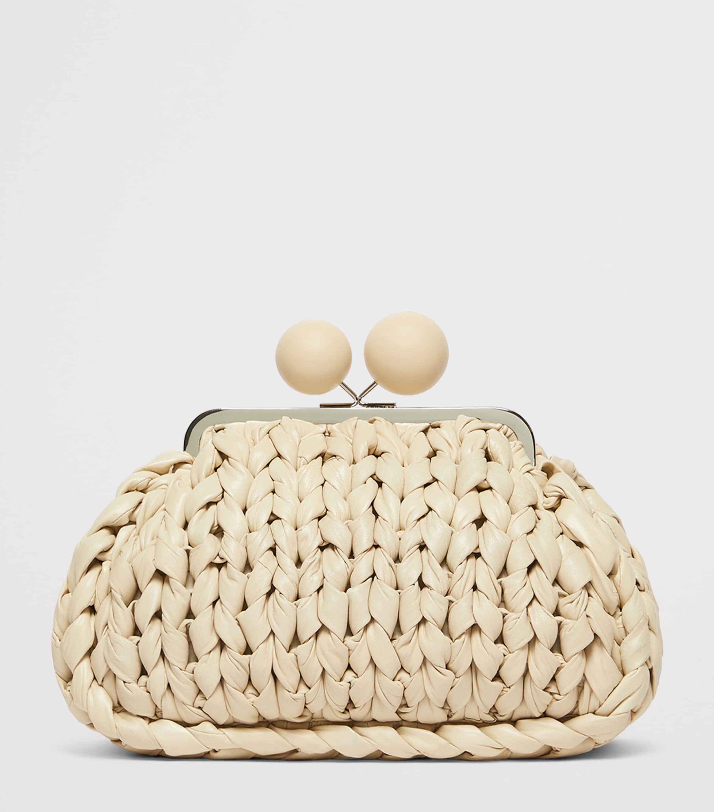 Weekend Max Mara Woven Leather Pasticcino Clutch Bag Ivory Image 3