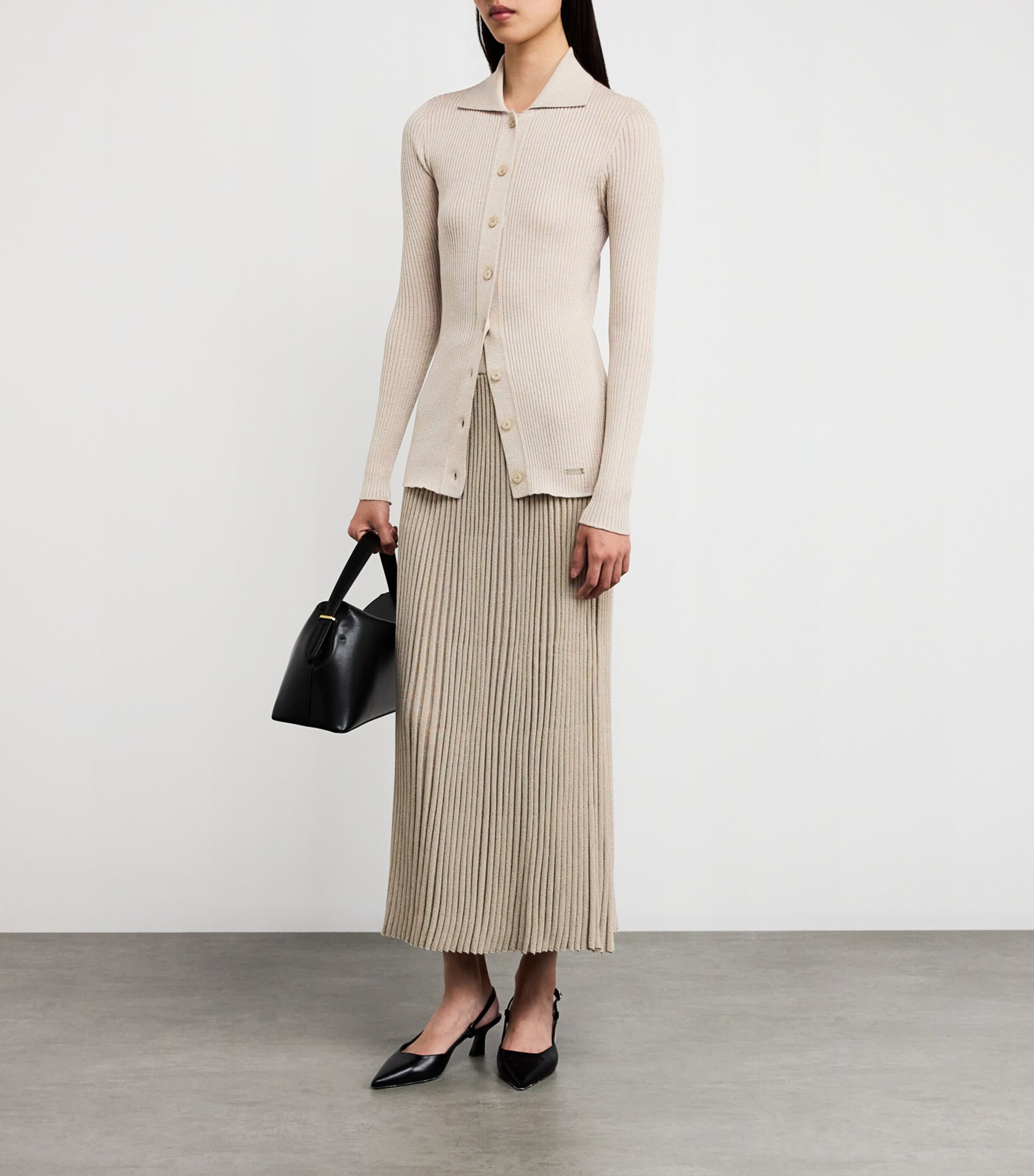 Kiton Womens Wool-Blend Shimmer Cardigan Beige/beige Image 2