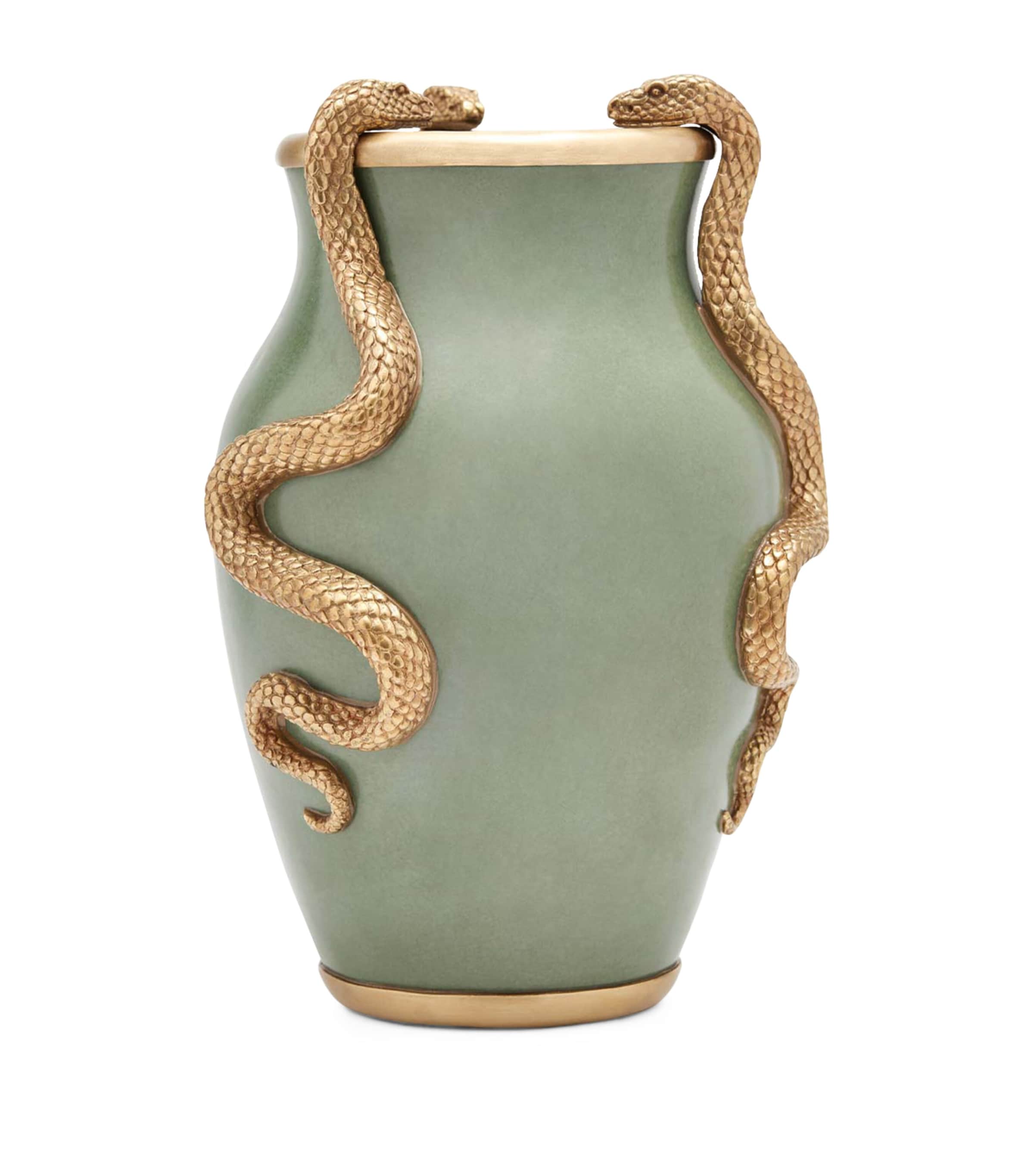 Ceramic Serpentis Vase (35cm) EUCALYPTUS & BRASS Image 1