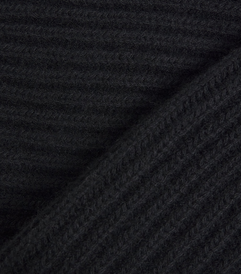 Johnstons Of Elgin Cashmere Ribbed Beanie Black Image 3