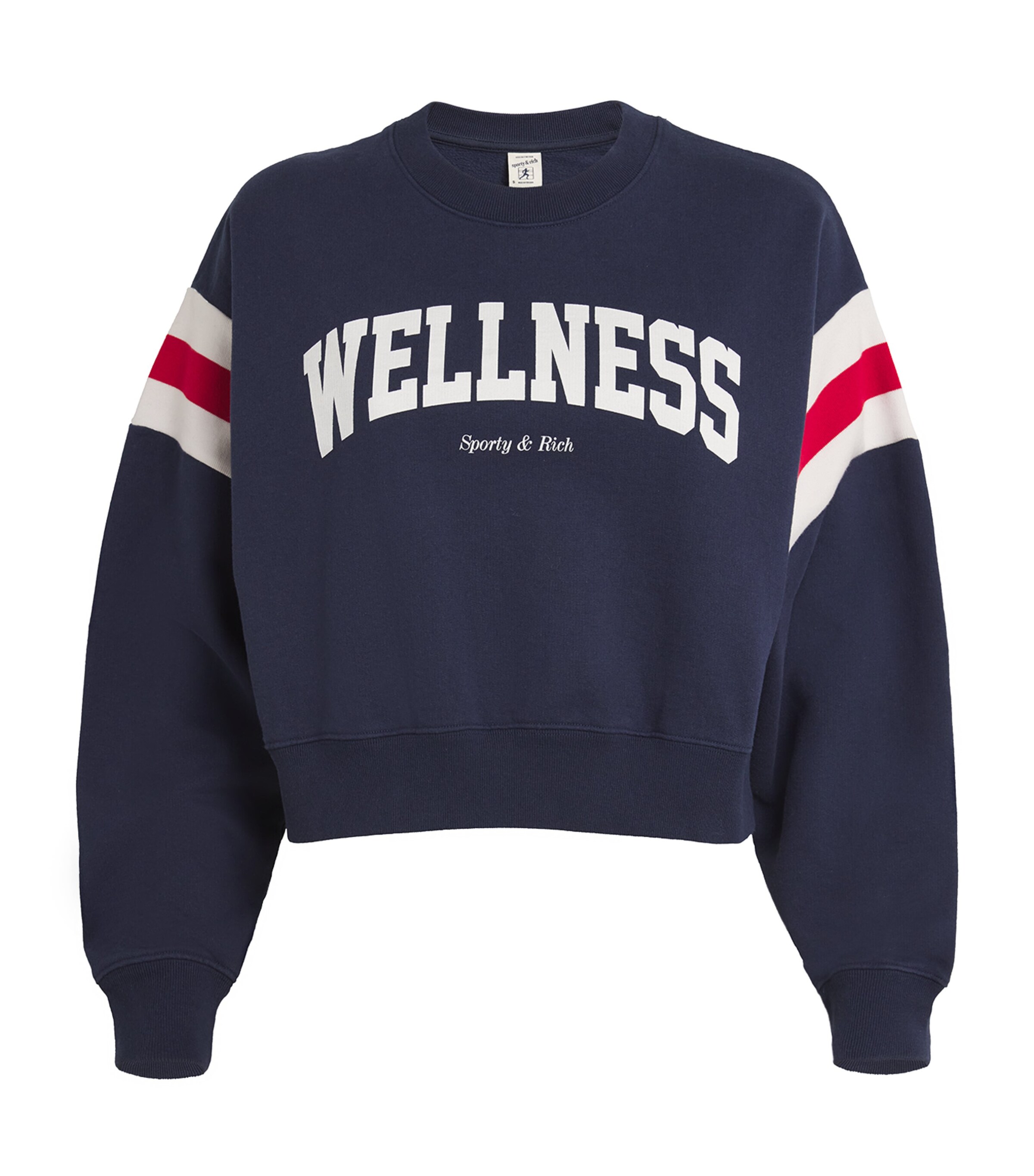 Sporty And Rich Wellness Ivy Rugby Crewneck Sweatshirt Navy White In Navy