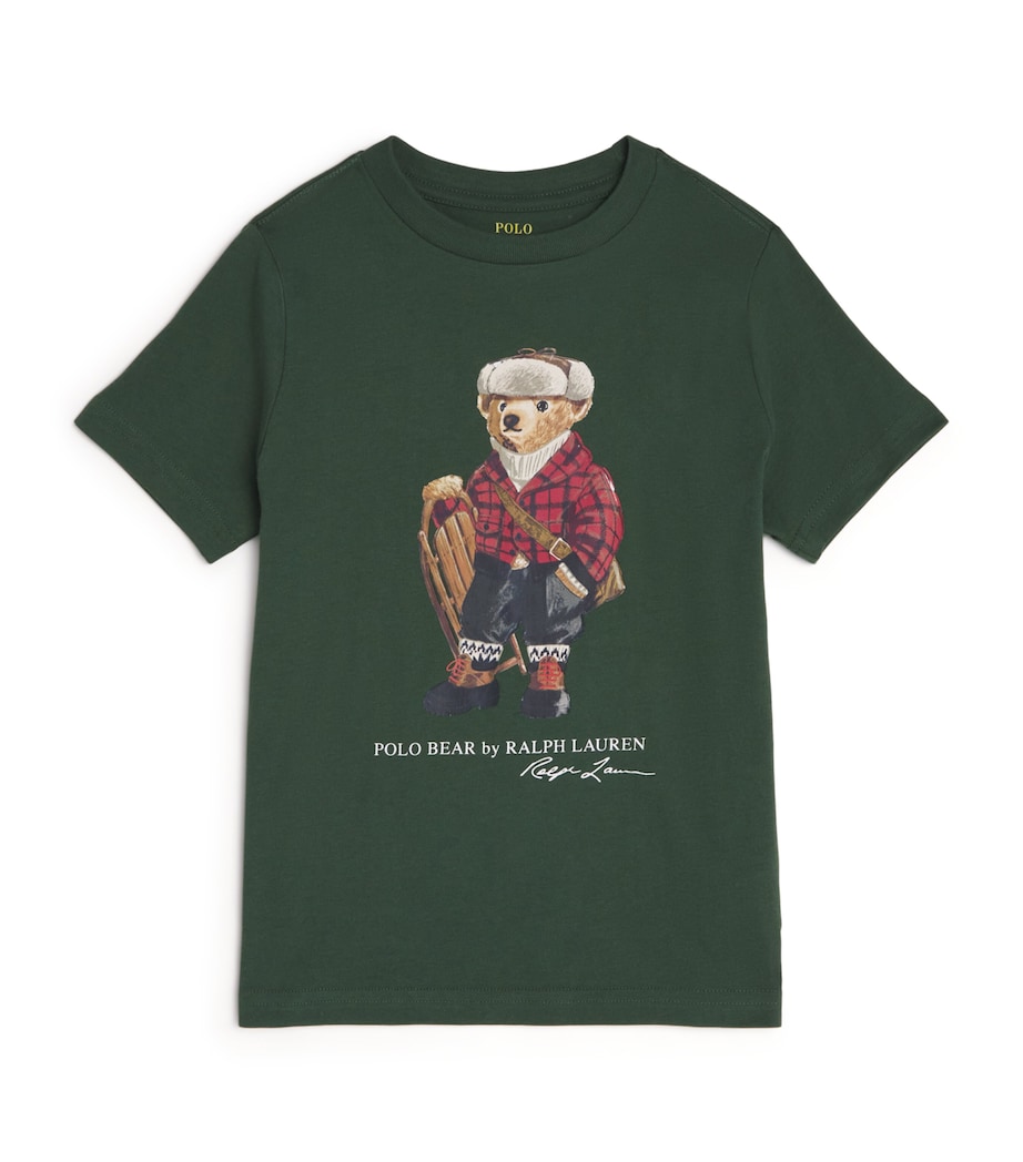 Cotton Polo Bear T-Shirt (6-14 Years) GREEN Image 1