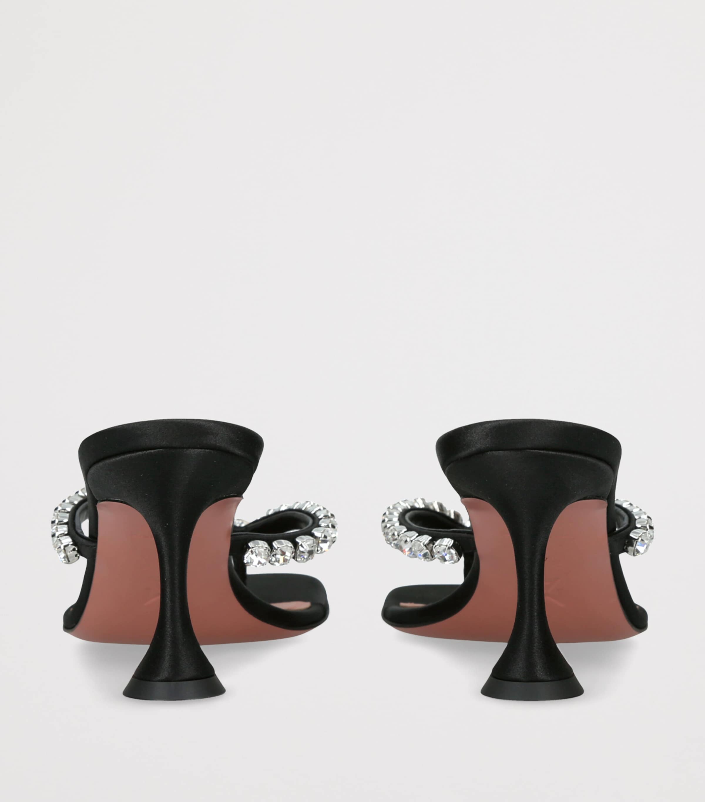 Amina Muaddi Satin Crystal-Embellished Gigi Heeled Sandals 70 Black Image 2
