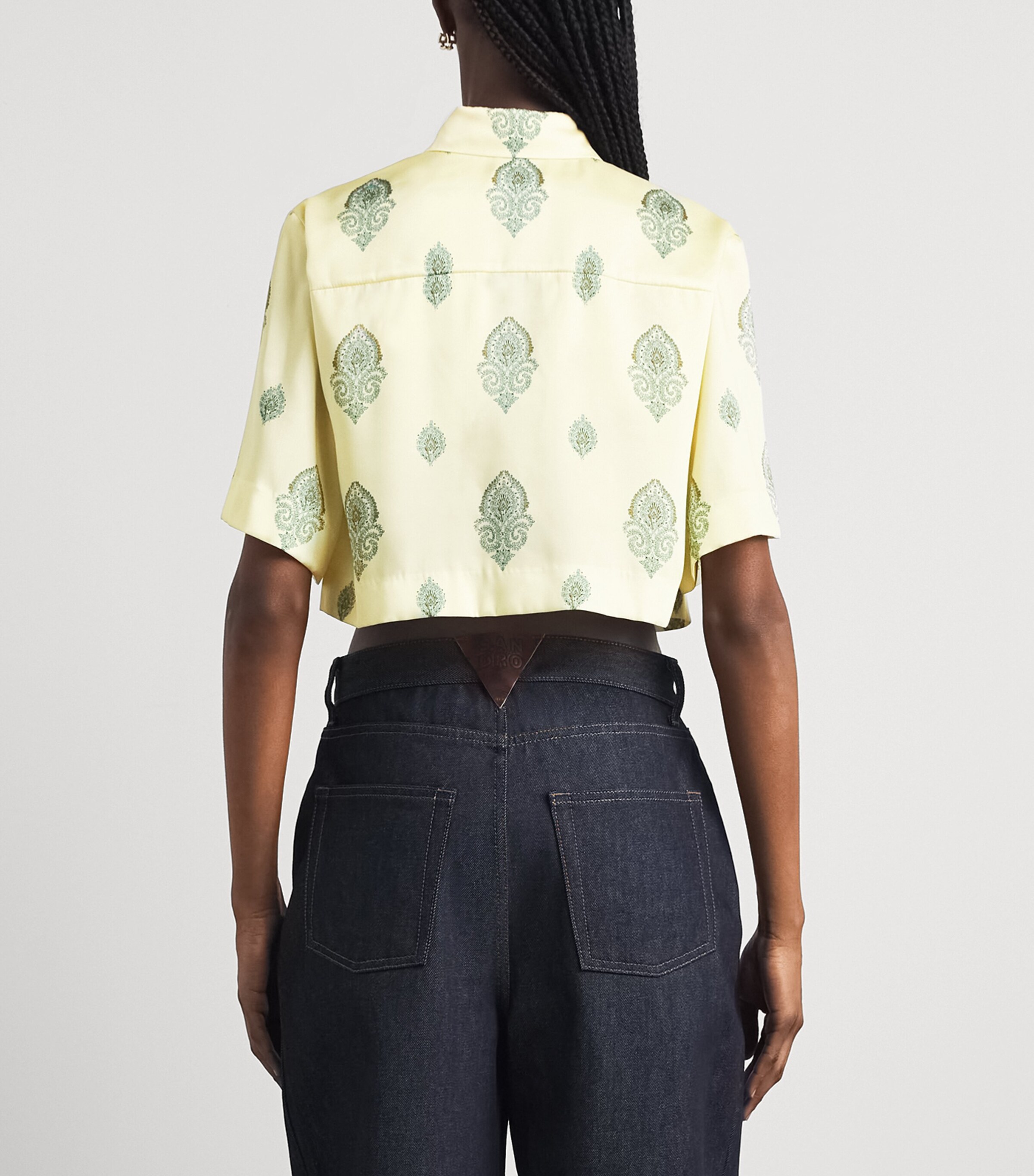 Sandro Paris Womens Paisley Tie-Detail Crop Top Light Yellow Image 5