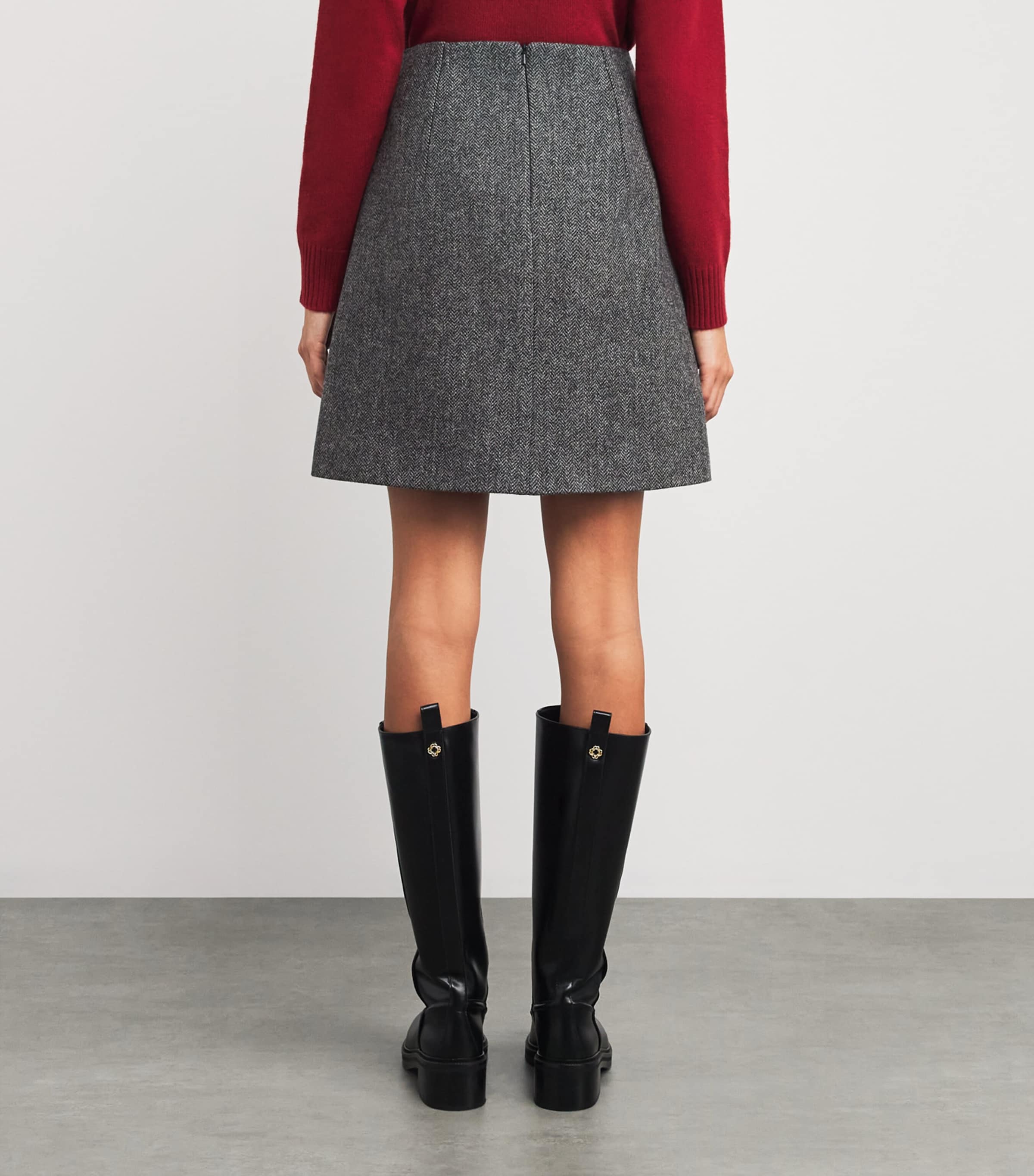 Wool A-Line Skirt DARK GREY Image 4