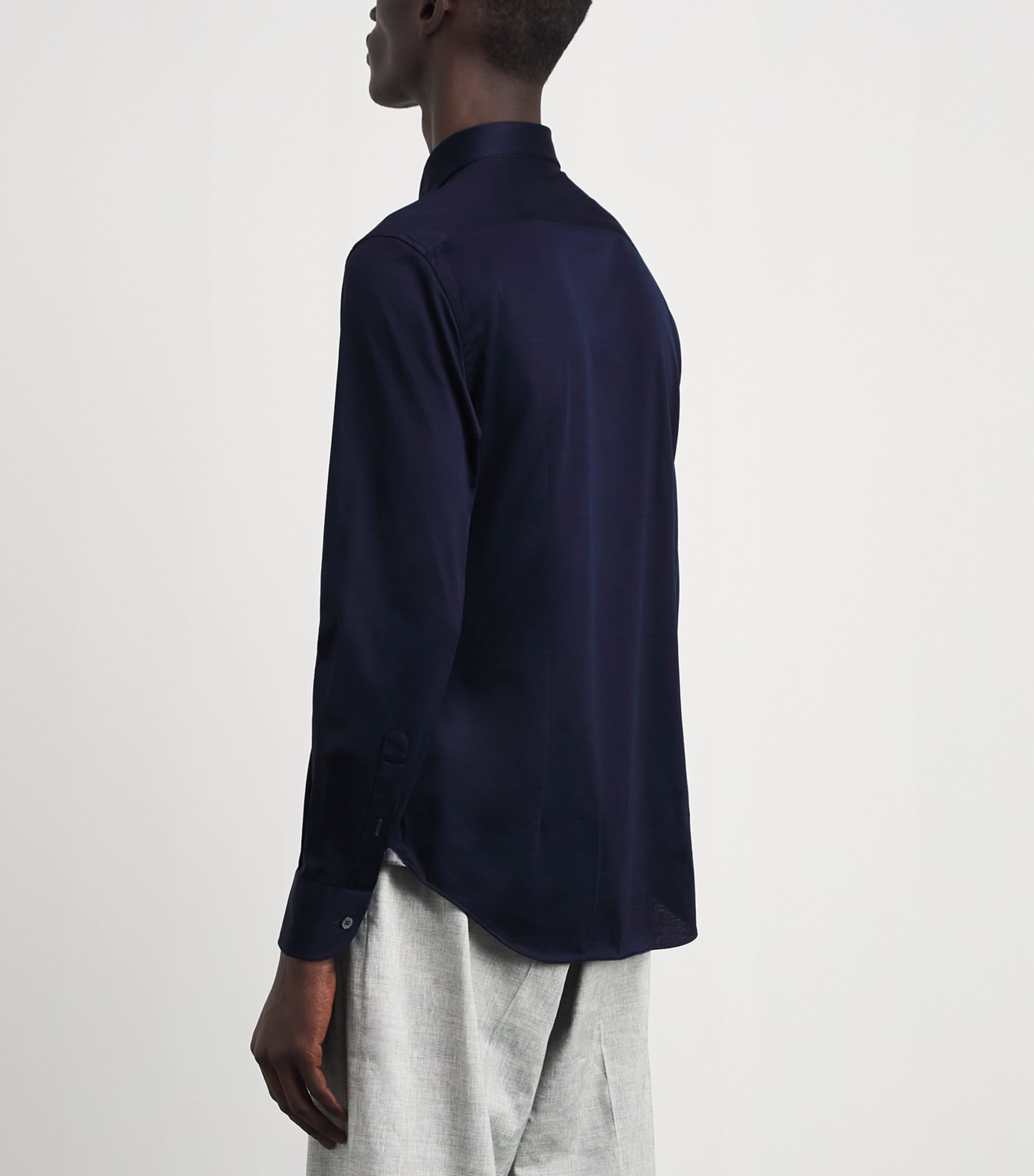 Corneliani Mens Cotton Twill Long-Sleeve Shirt Navy Blue Image 5