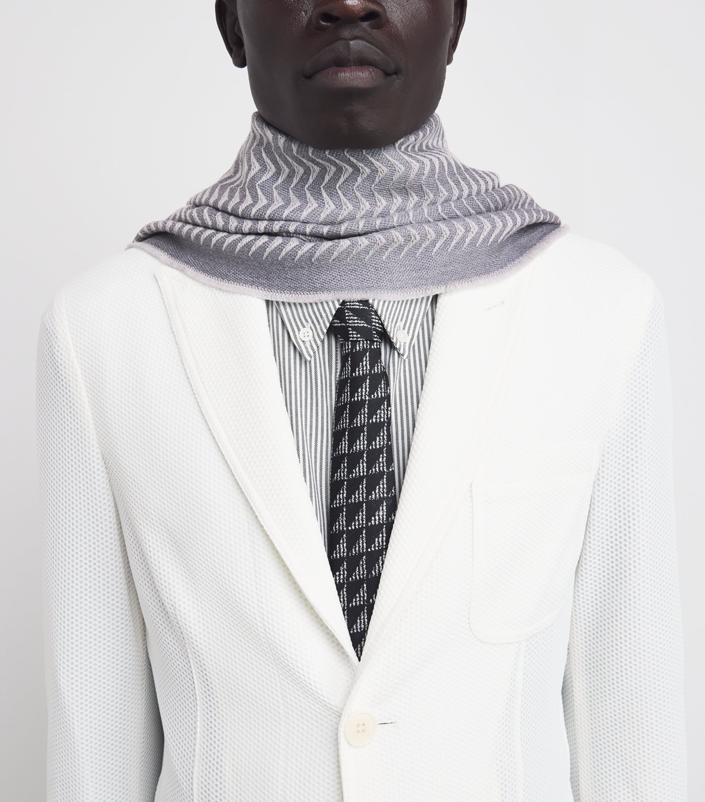 Wool Geometric Print Scarf F8047 Image 3