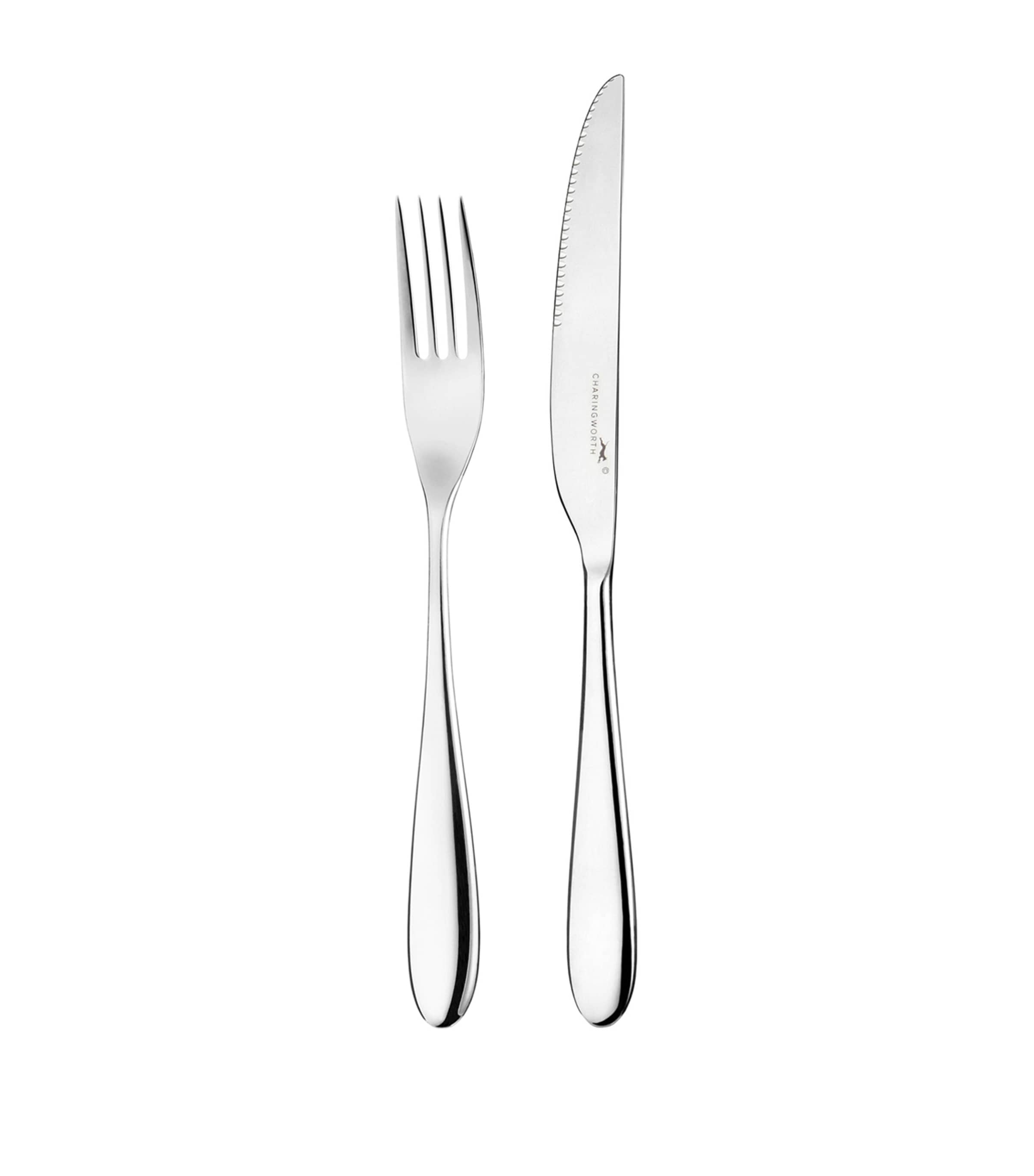 Santol Stainless Steel Steak Knife and Fork Set SILVER Image 5