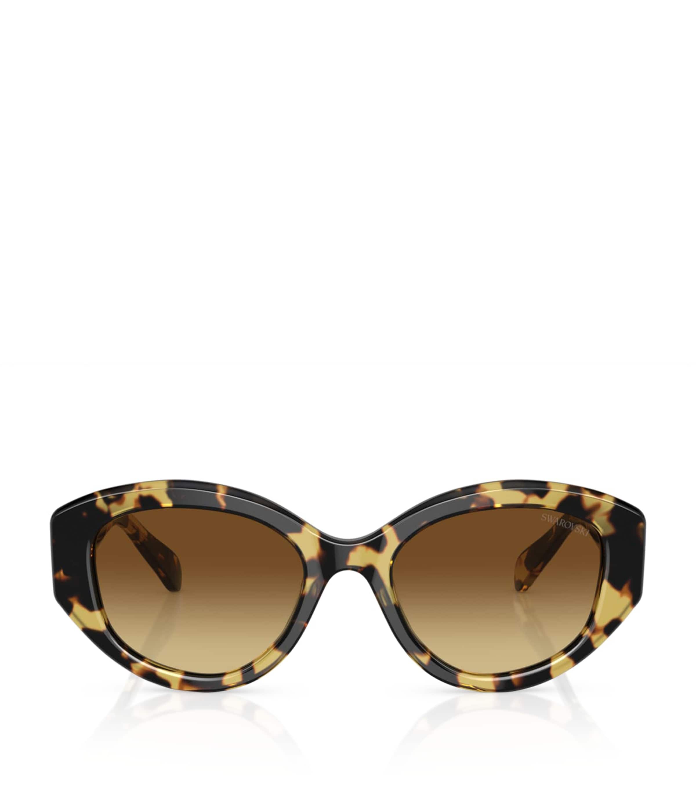 Swarovski Sk6005 Oval-frame Tortoiseshell Acetate Sunglasses In Brown