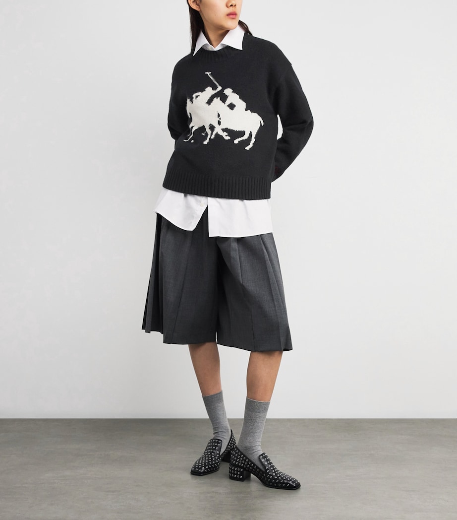 Wool Polo Intarsia Sweater POLO BLACK MULTI Image 2