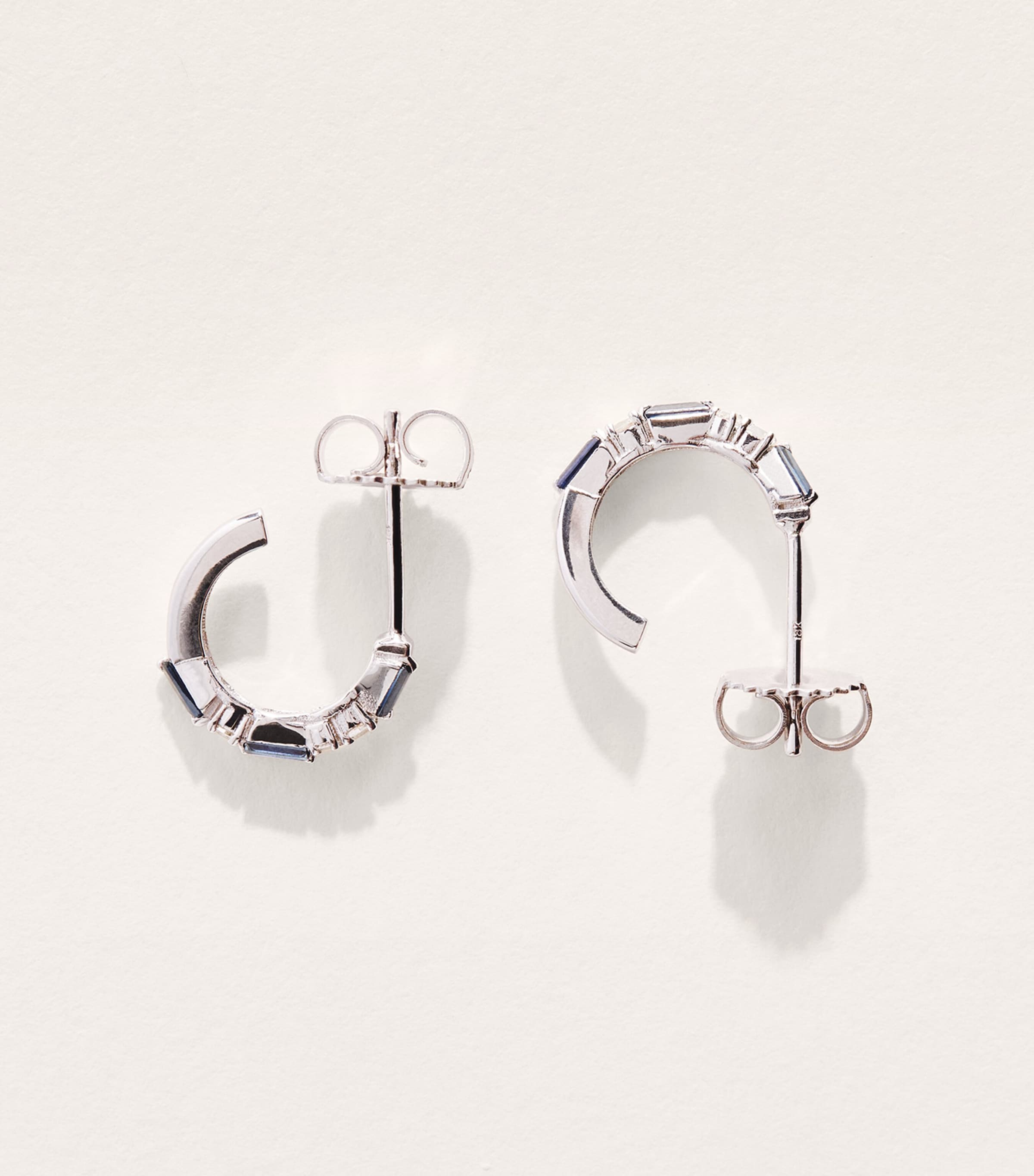 Suzanne Kalan White Gold, Diamond and Blue Sapphire Thin Mix Hoop Earrings Wg/db Image 5