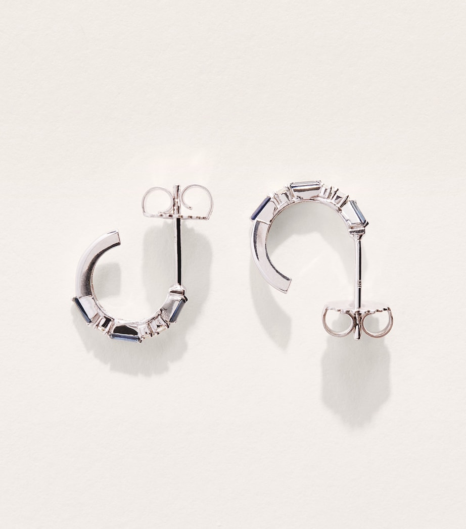Suzanne Kalan White Gold, Diamond and Blue Sapphire Thin Mix Hoop Earrings Wg/db Image 5