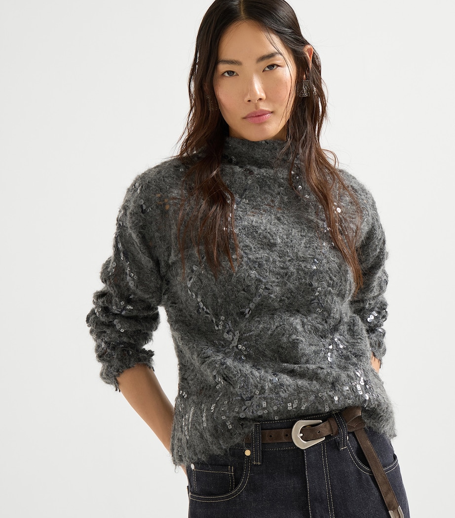 Mohair-Wool-Blend Embroidered Frosty Sweater CMQ22 Image 5