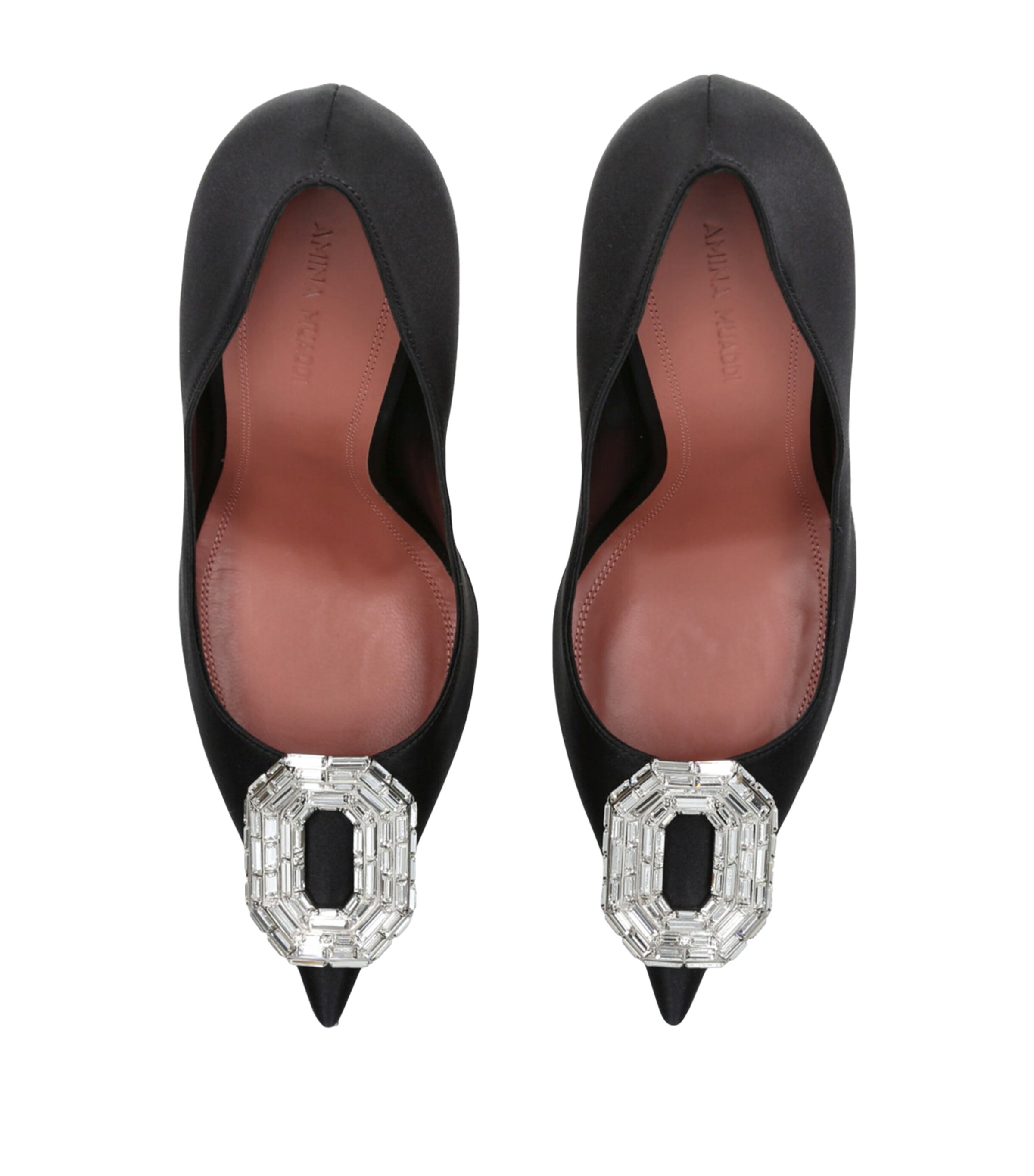 Amina Muaddi Satin Camelia Pumps 105 Black Image 5