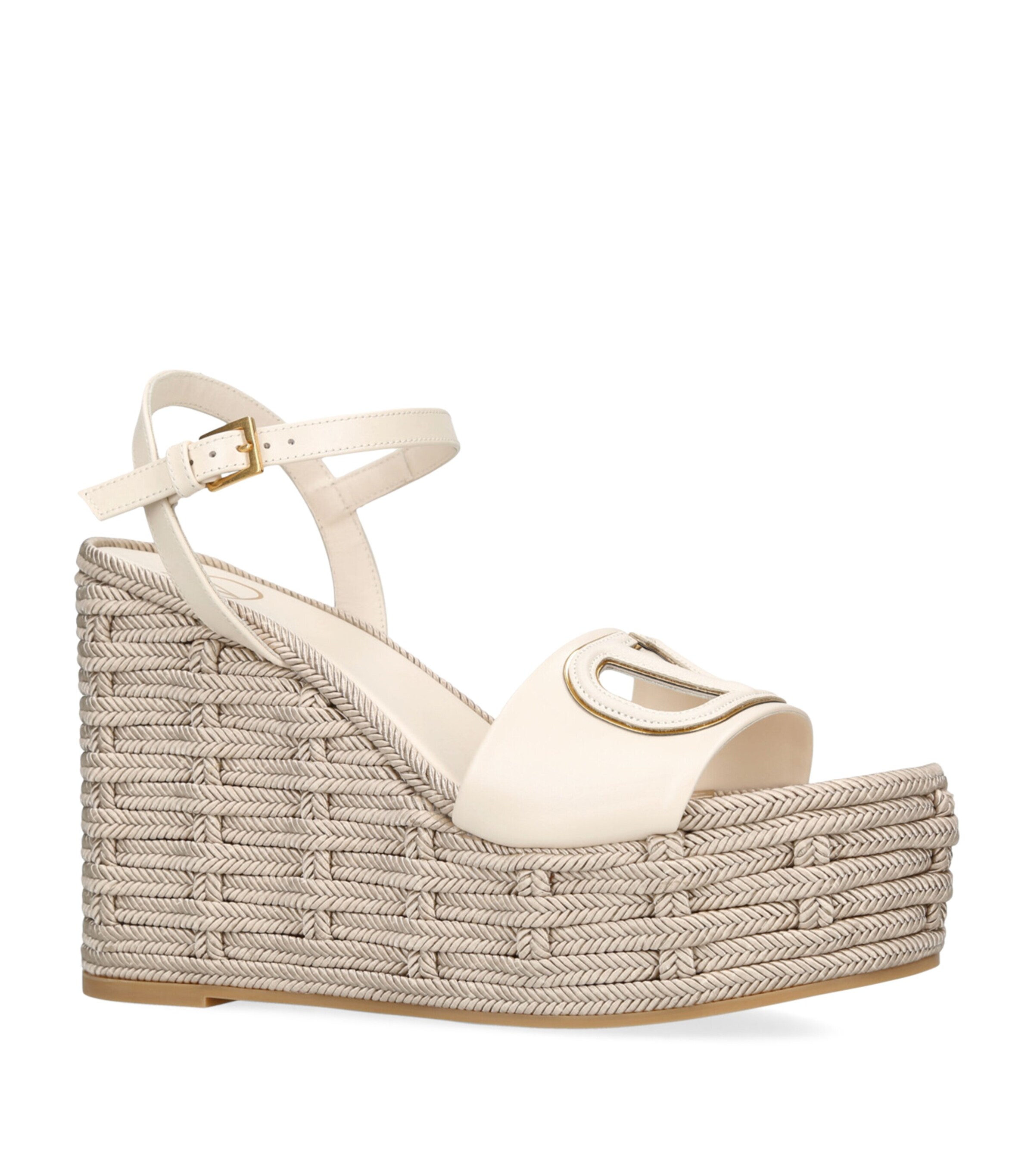 Leather VLogo Espadrille Wedge Sandals 110 WHITE/OTH Image 5