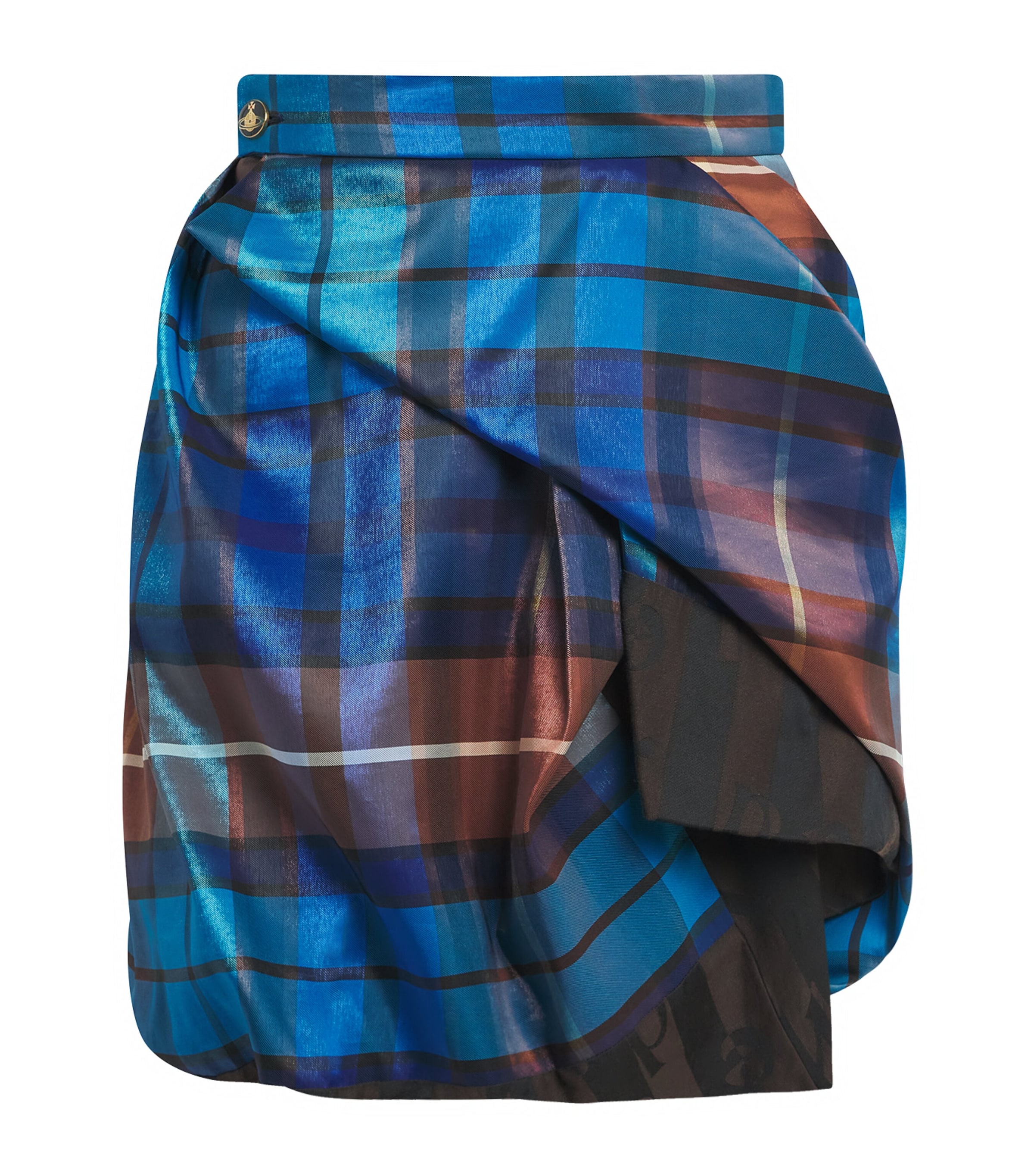 Vivienne Westwood Womens Tartan Zora Mini Skirt Shny Blue/brown Image 1