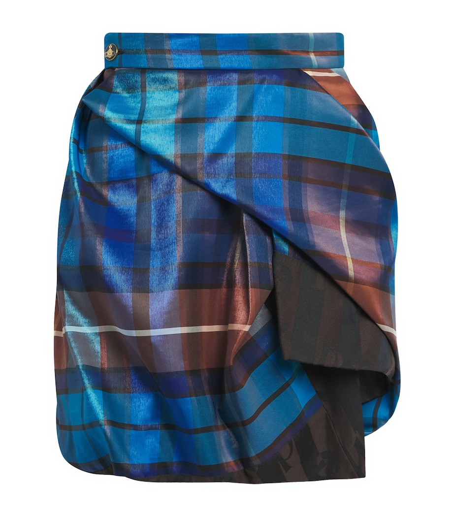 Vivienne Westwood Womens Tartan Zora Mini Skirt Shny Blue/brown Image 1