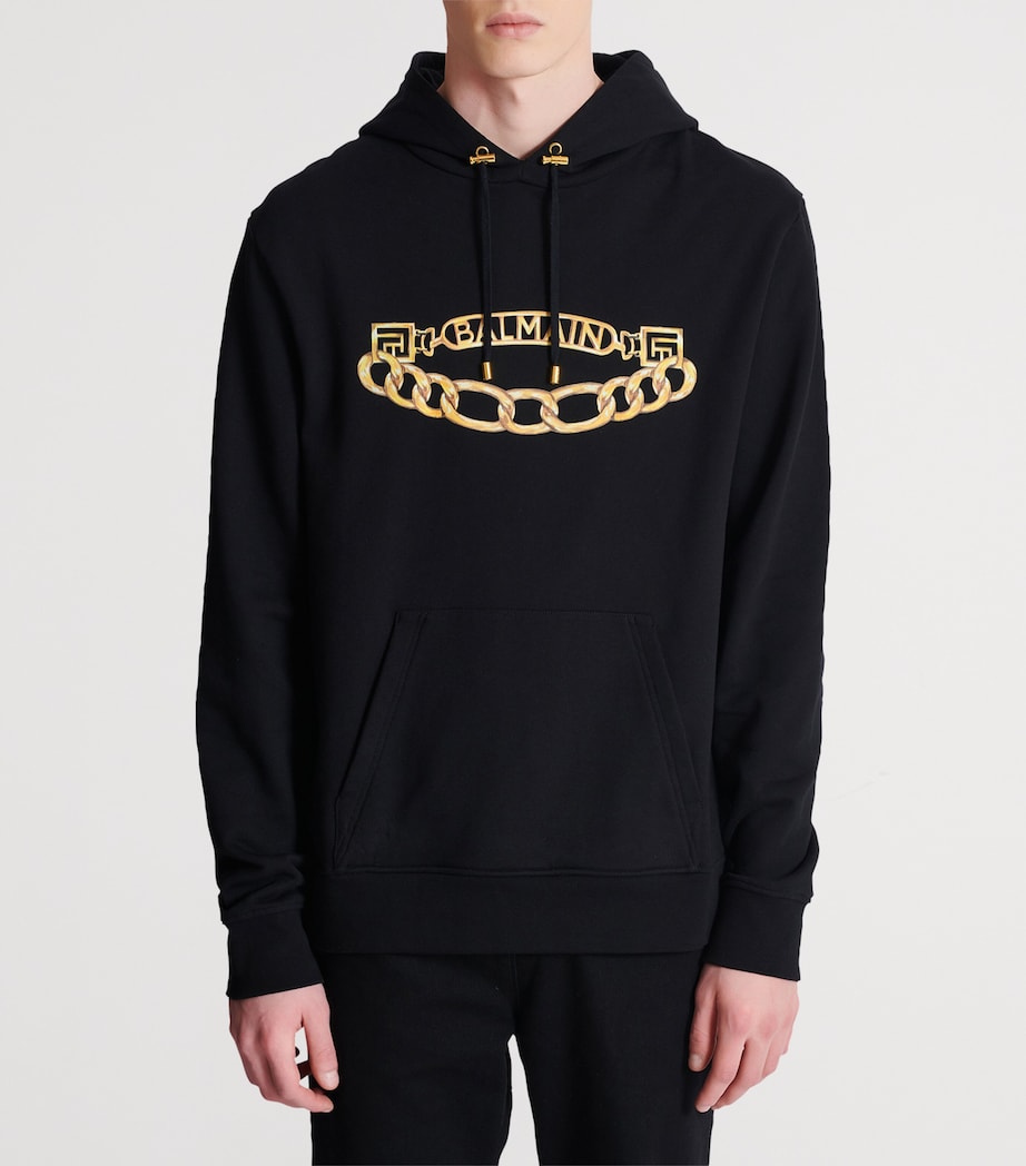 Cotton Chain Print Hoodie EAD NOIR/OR Image 3