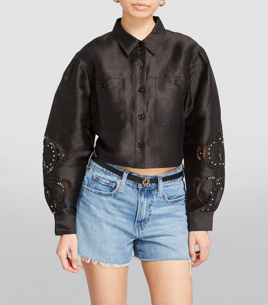 Leather Logo Thin Belt BLACK Image 5