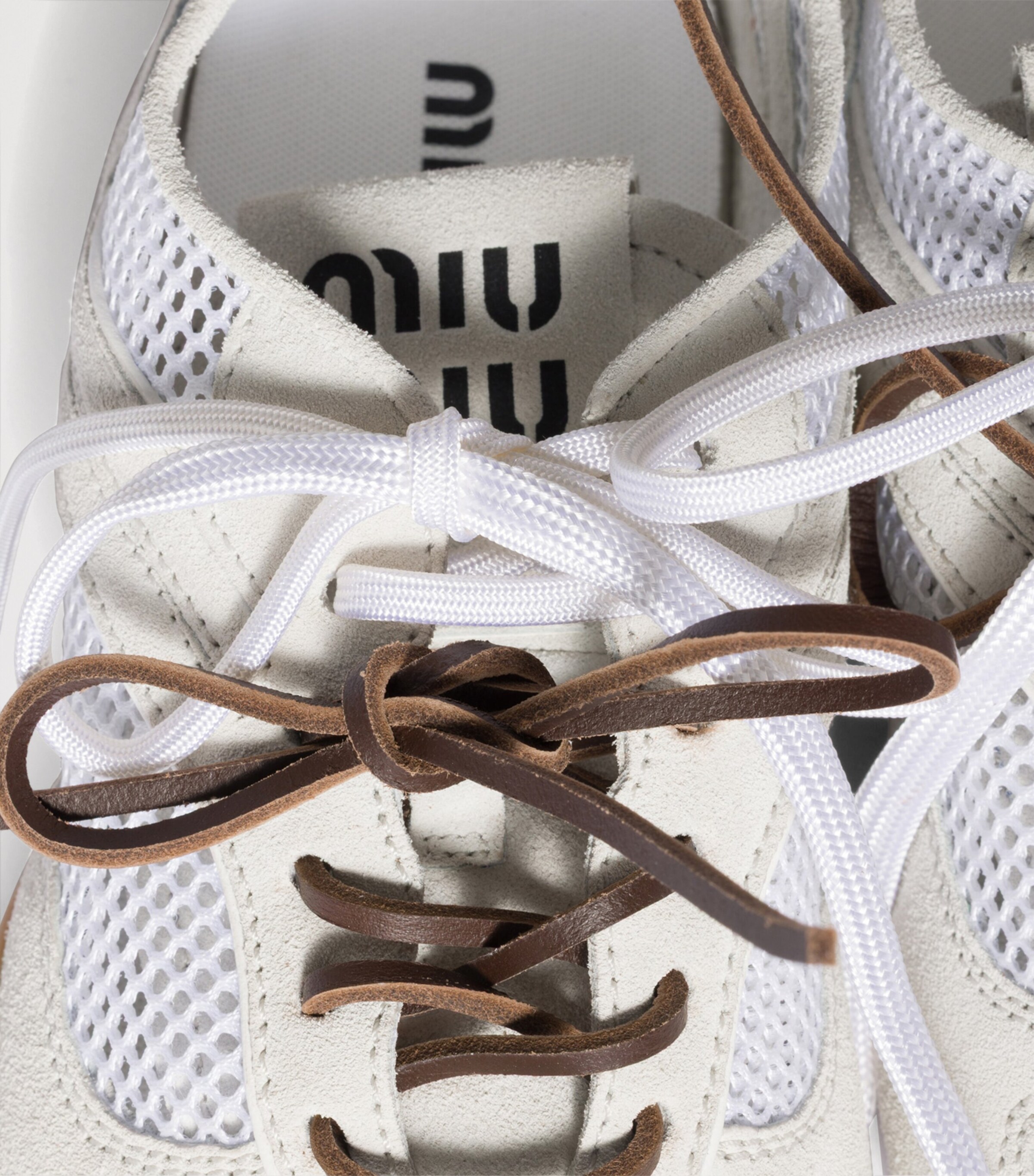 Miu Miu Suede-Mesh Gymnasium Sneakers Image 4