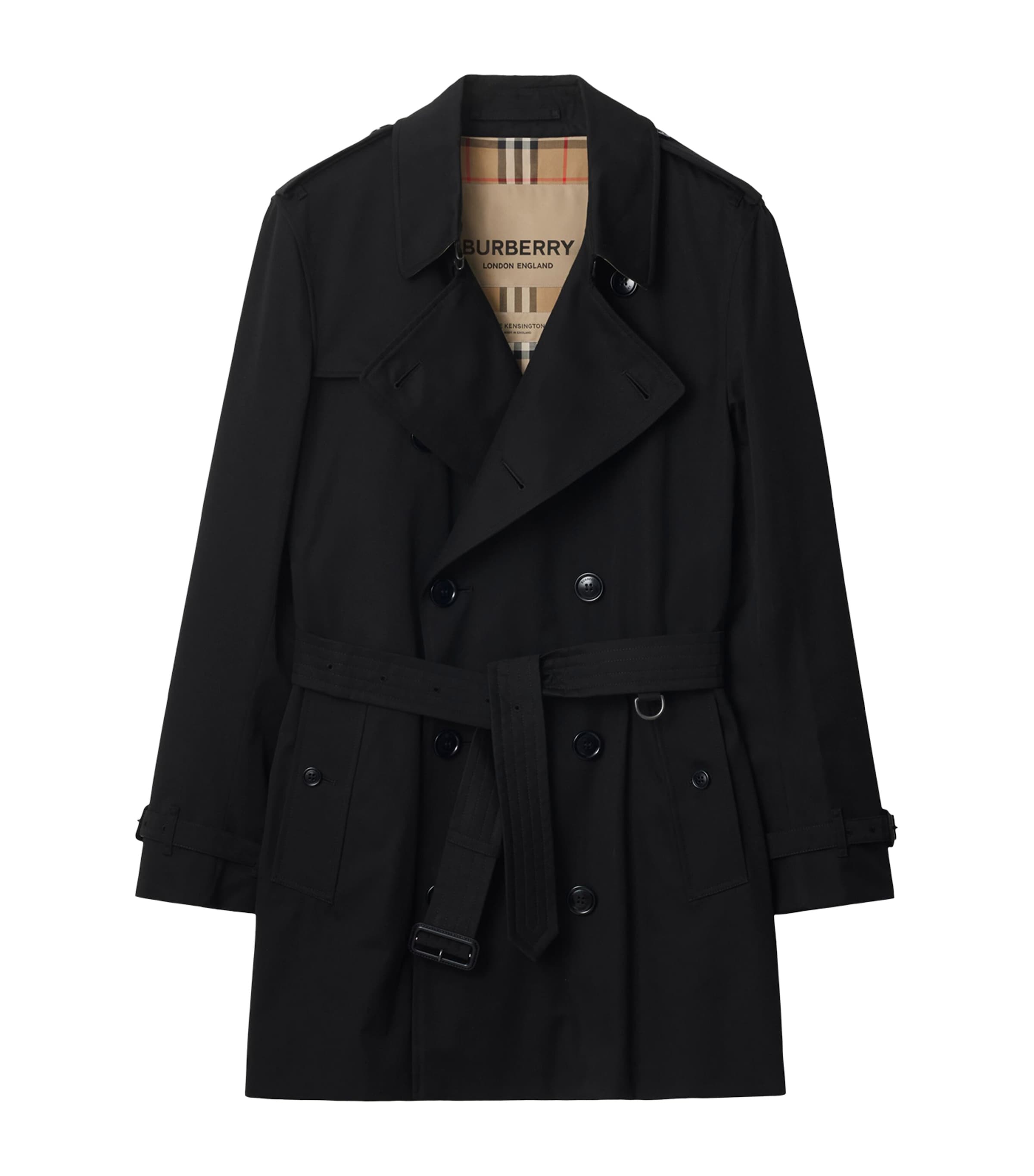 Cotton Kensington Short Trench Coat BLACK Image 1