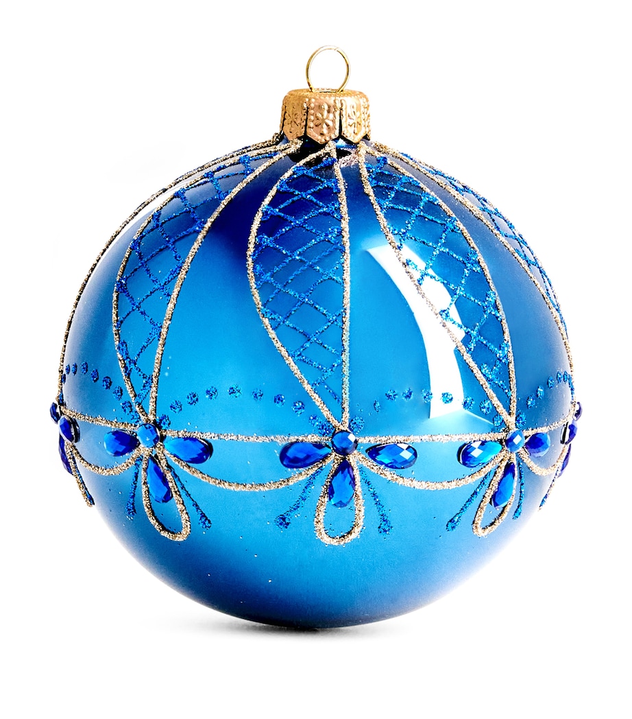 Harrods Glitter and Crystal-Embellished Bauble Navy Blue Lacquer Image 1