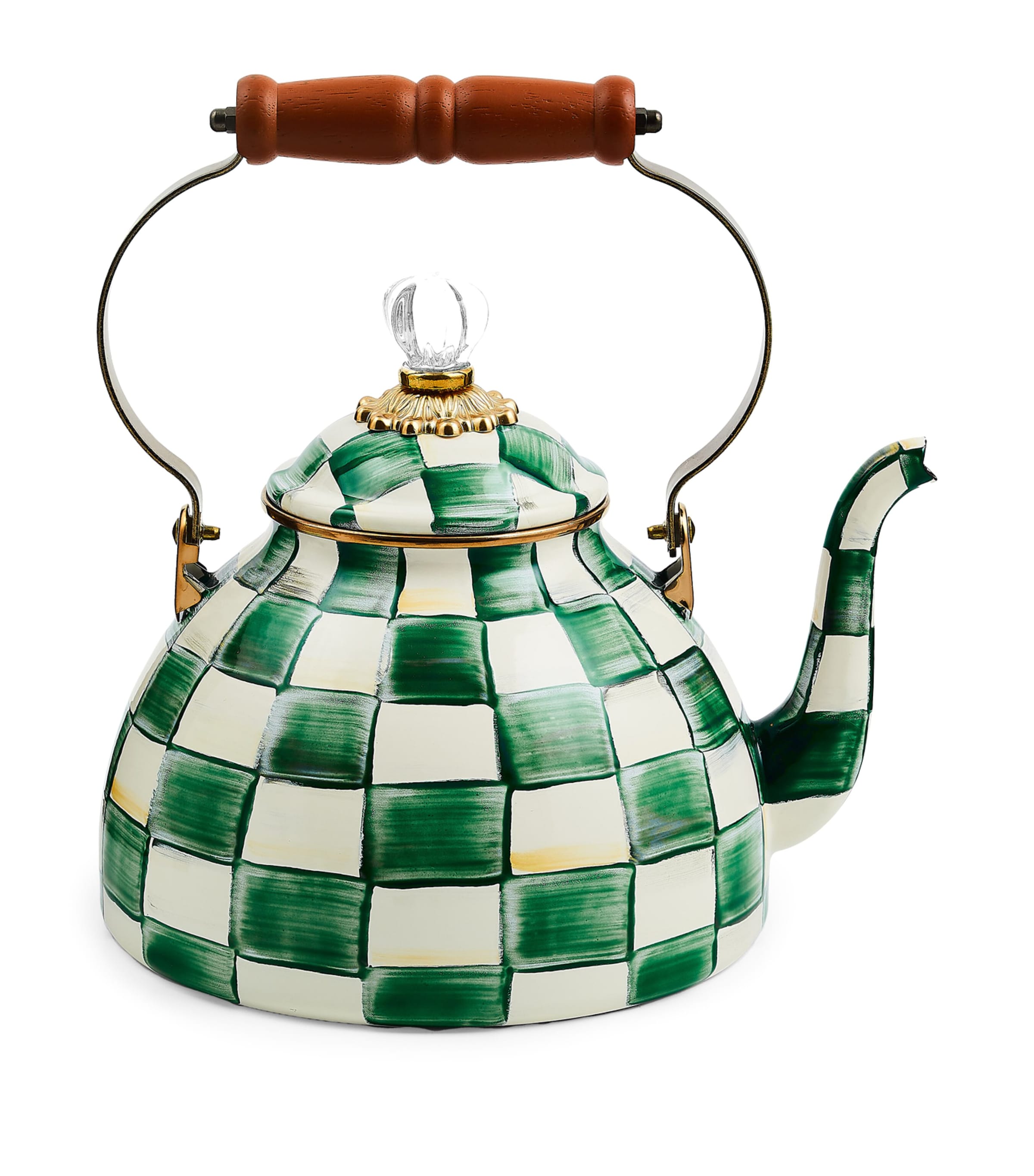 MacKenzie-Childs Emerald Check 3-Quart Tea Kettle | Kitchenware | Kitchen Appliances | Kettles | Designers | Mackenzie Childs