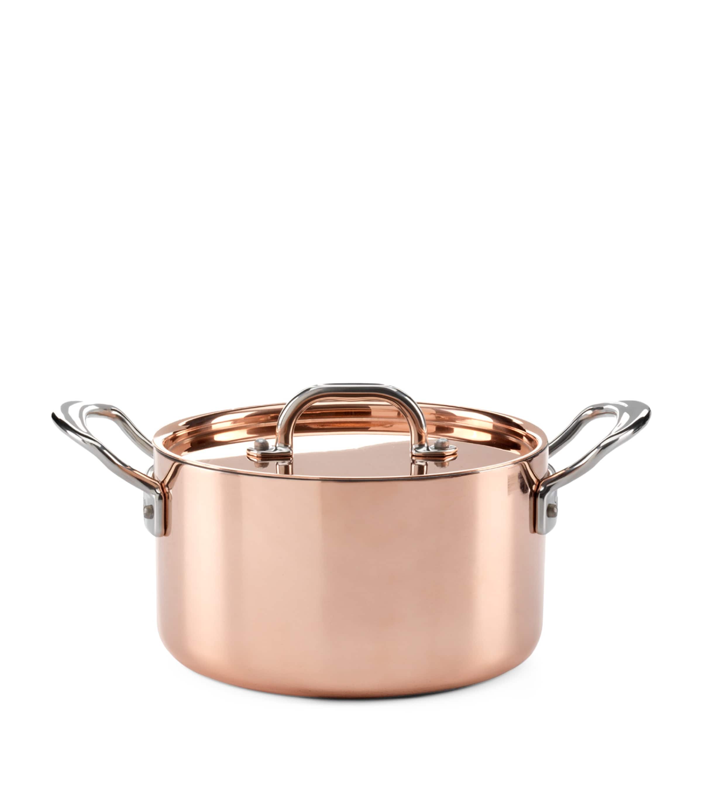 Samuel Groves Copper Clad Casserole Pan With Lid In Brown