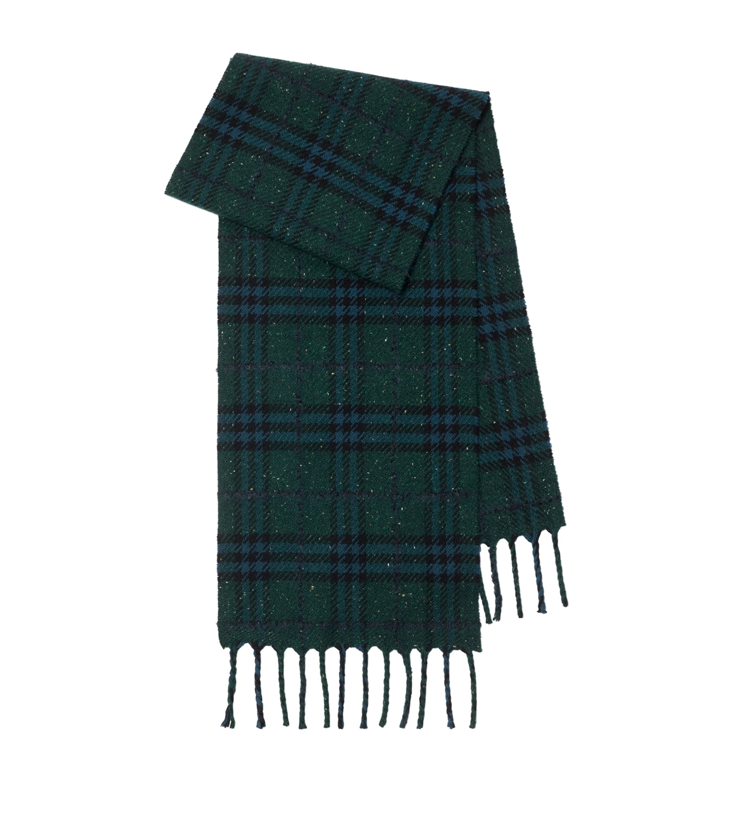 Cashmere-Blend Speckled Check Scarf DARK GREEN Image 1