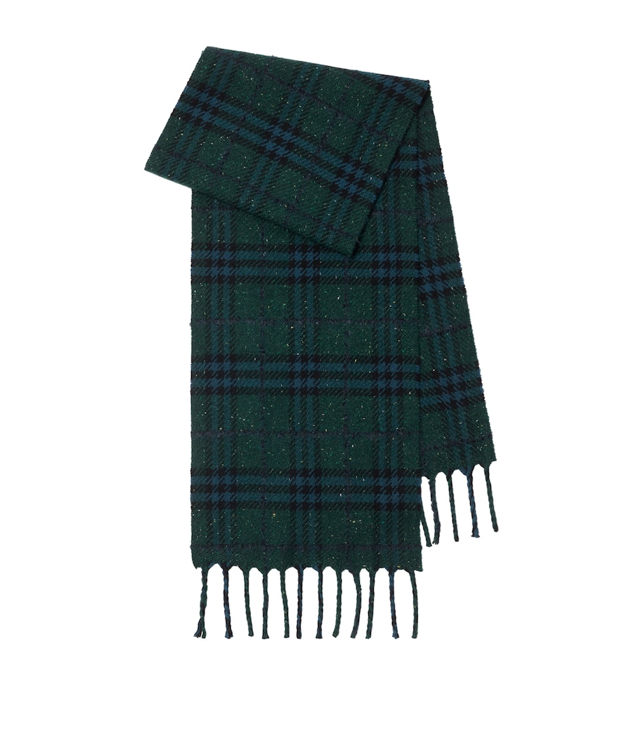 Cashmere-Blend Speckled Check Scarf DARK GREEN Image 1