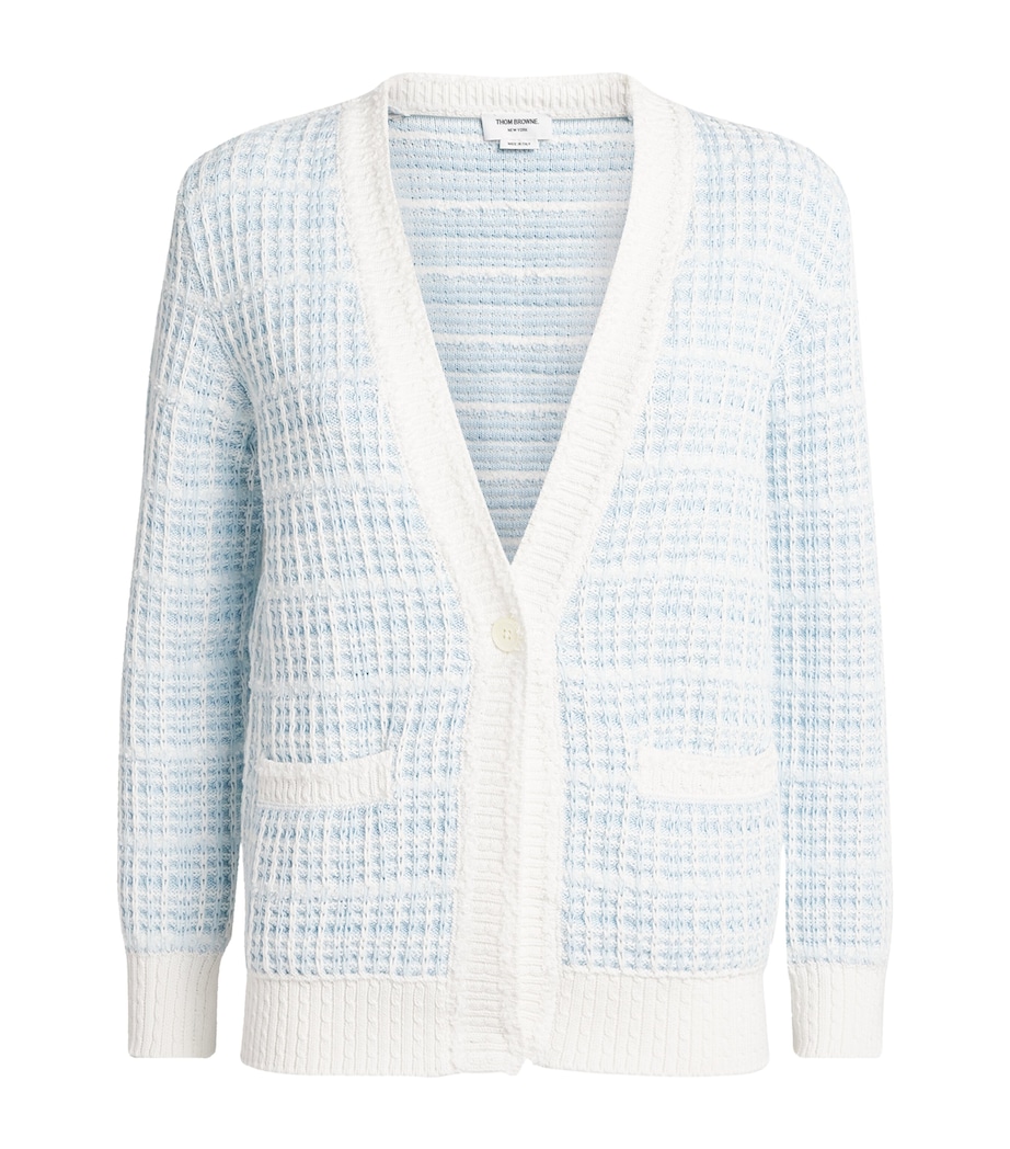 Thom Browne Womens Tweed V-Neck Cardigan Seasonal Multi Image 1