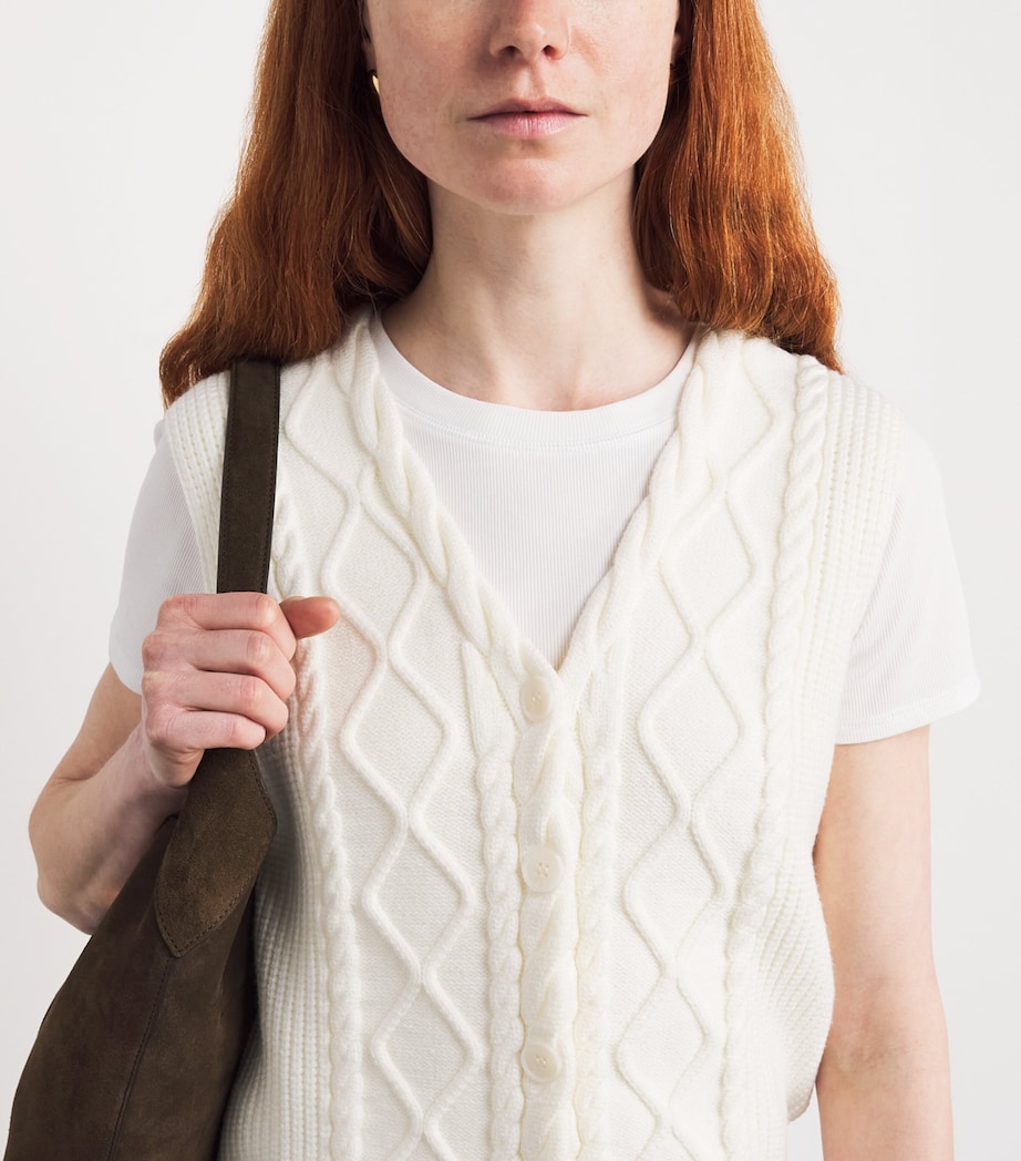Varley Womens Cable-Knit Tatyana Vest Egret Image 3